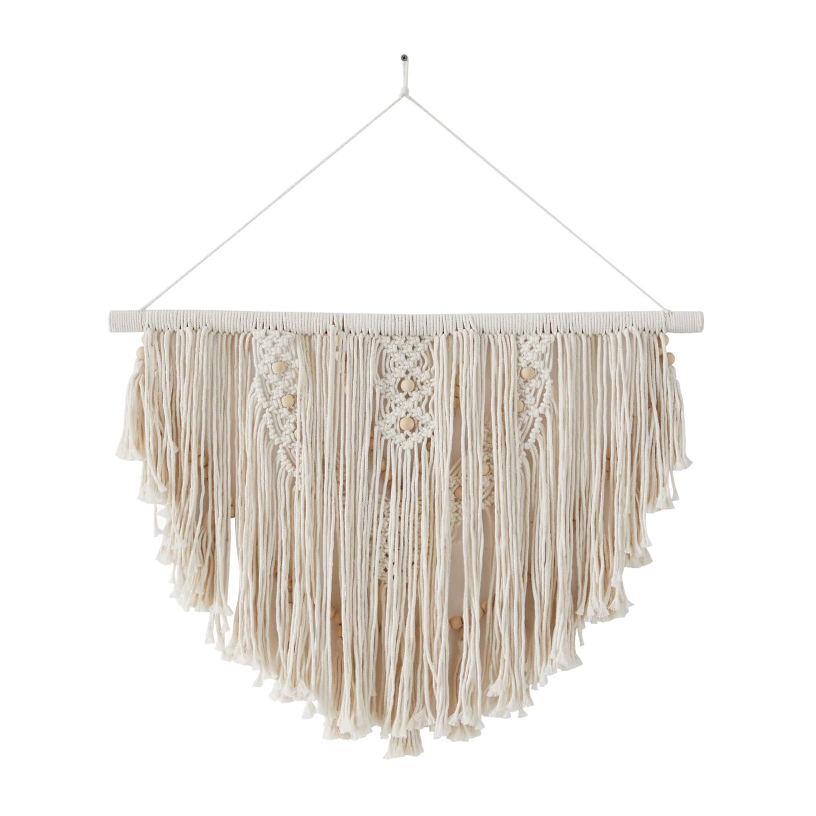 White Fabric Bohemian Wall Decor, 28" x 1" x 32"