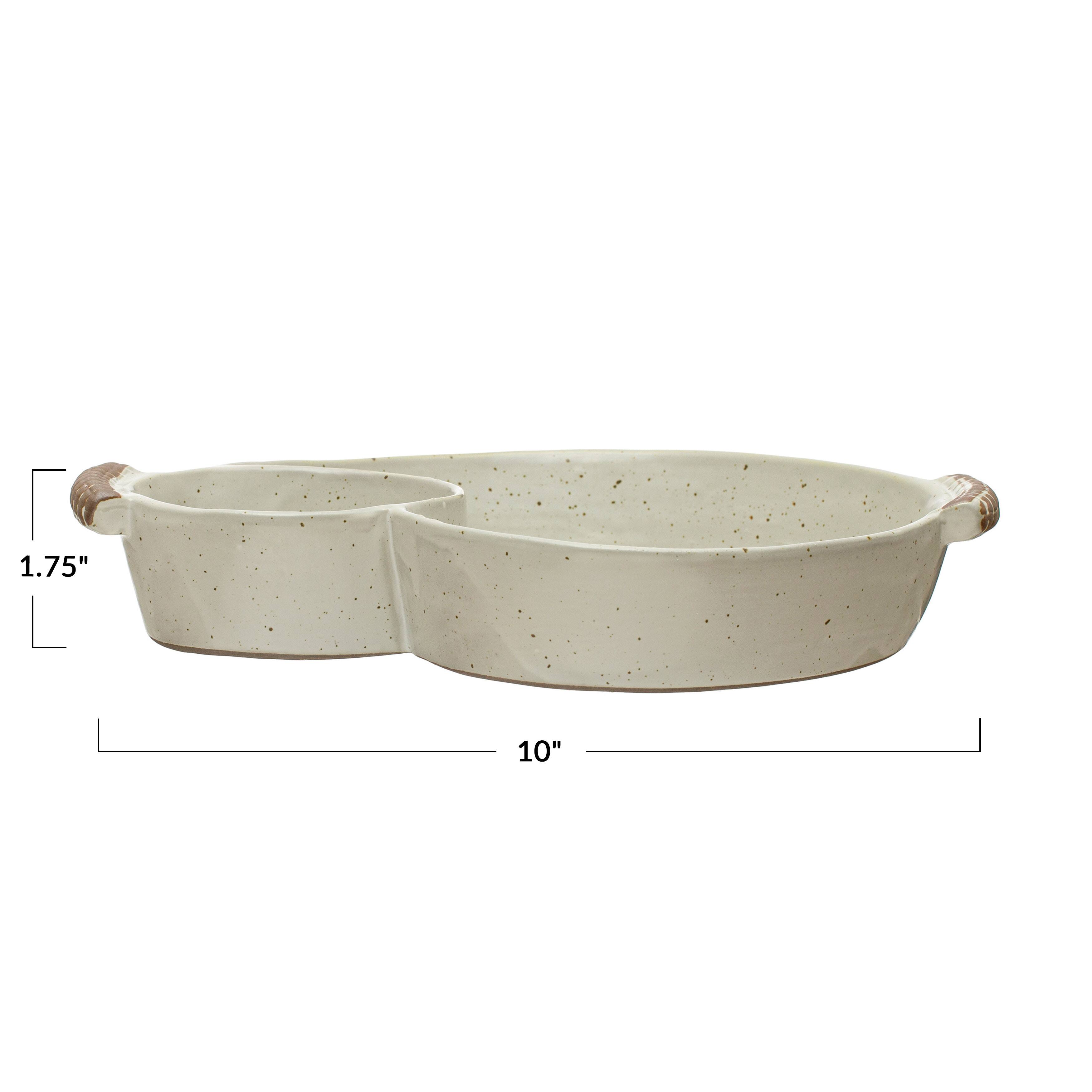 Hello Honey® Ivory Farmhouse Stoneware Chip & Dip Dish with Handles