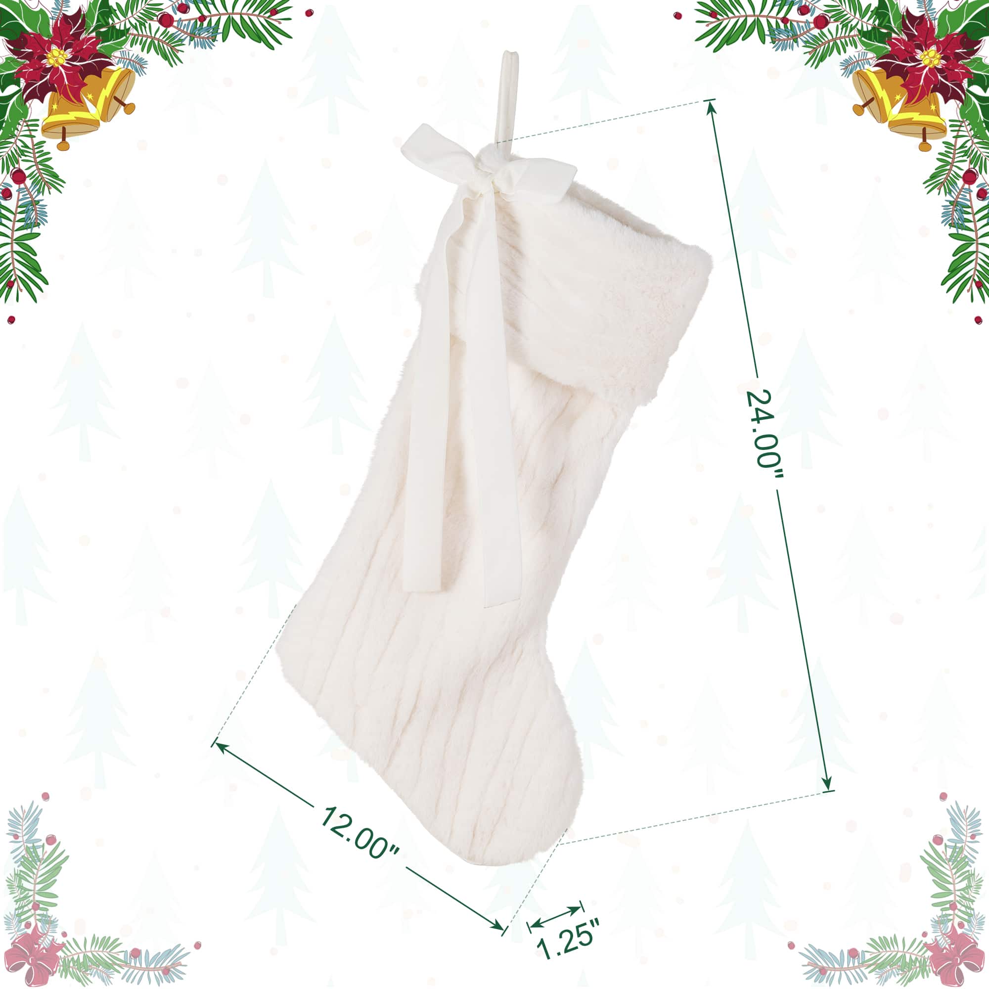 Glitzhome® 24" White Textured Plush Christmas Stocking