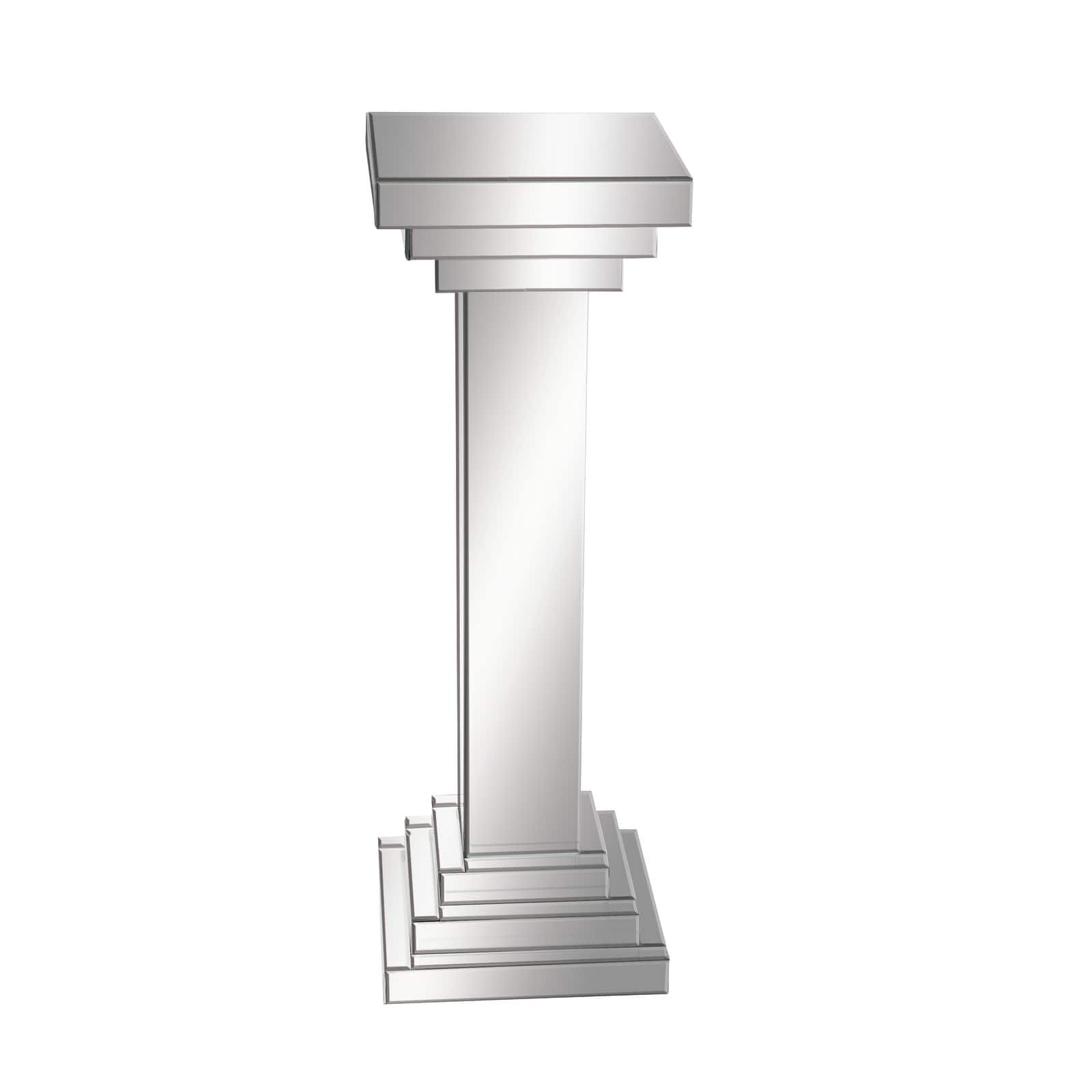 Silver Wood Glam Pedestal Table, 36" x 12" x 12"