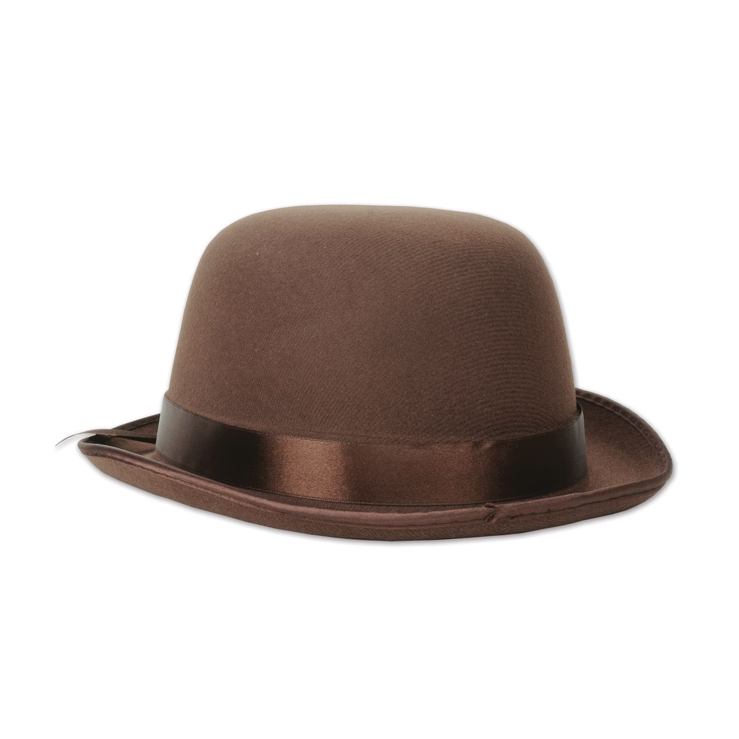Beistle Brown Felt Bowler Hat with Satin Band