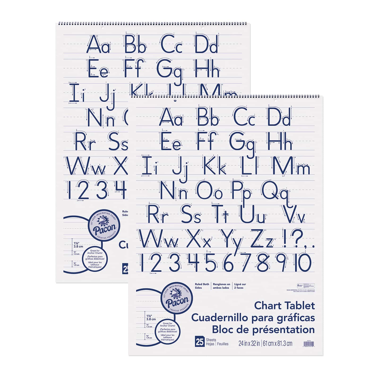 Pacon® 24" x 32" Manuscript Cover Ruled Chart Tablets, 2 Packs of 25