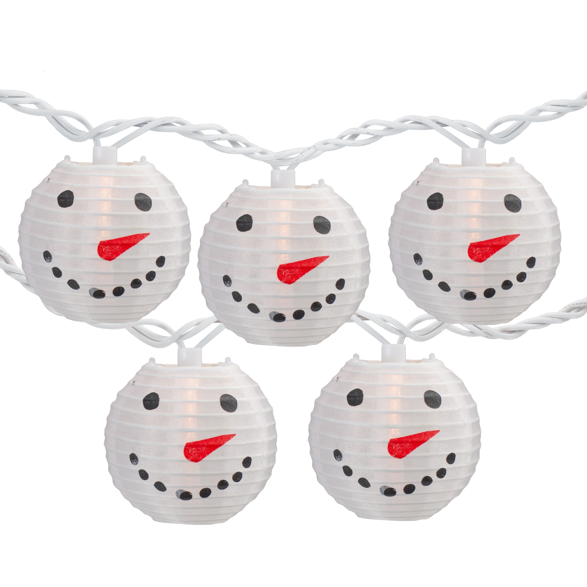 10ct. White Snowman Paper Lantern Christmas Light Set