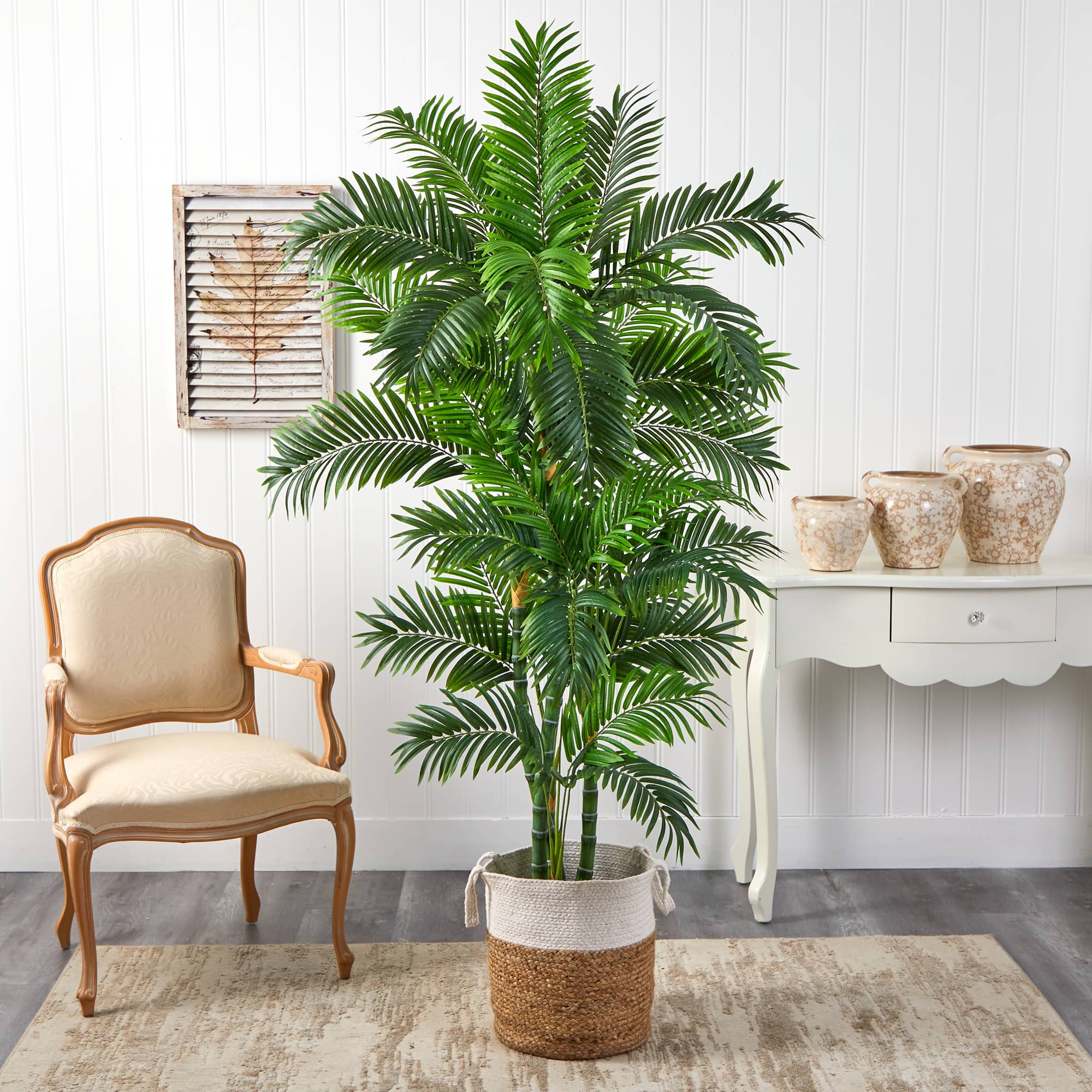 6ft. Curvy Parlor Artificial Palm Tree in Handmade Natural Jute and Cotton Planter