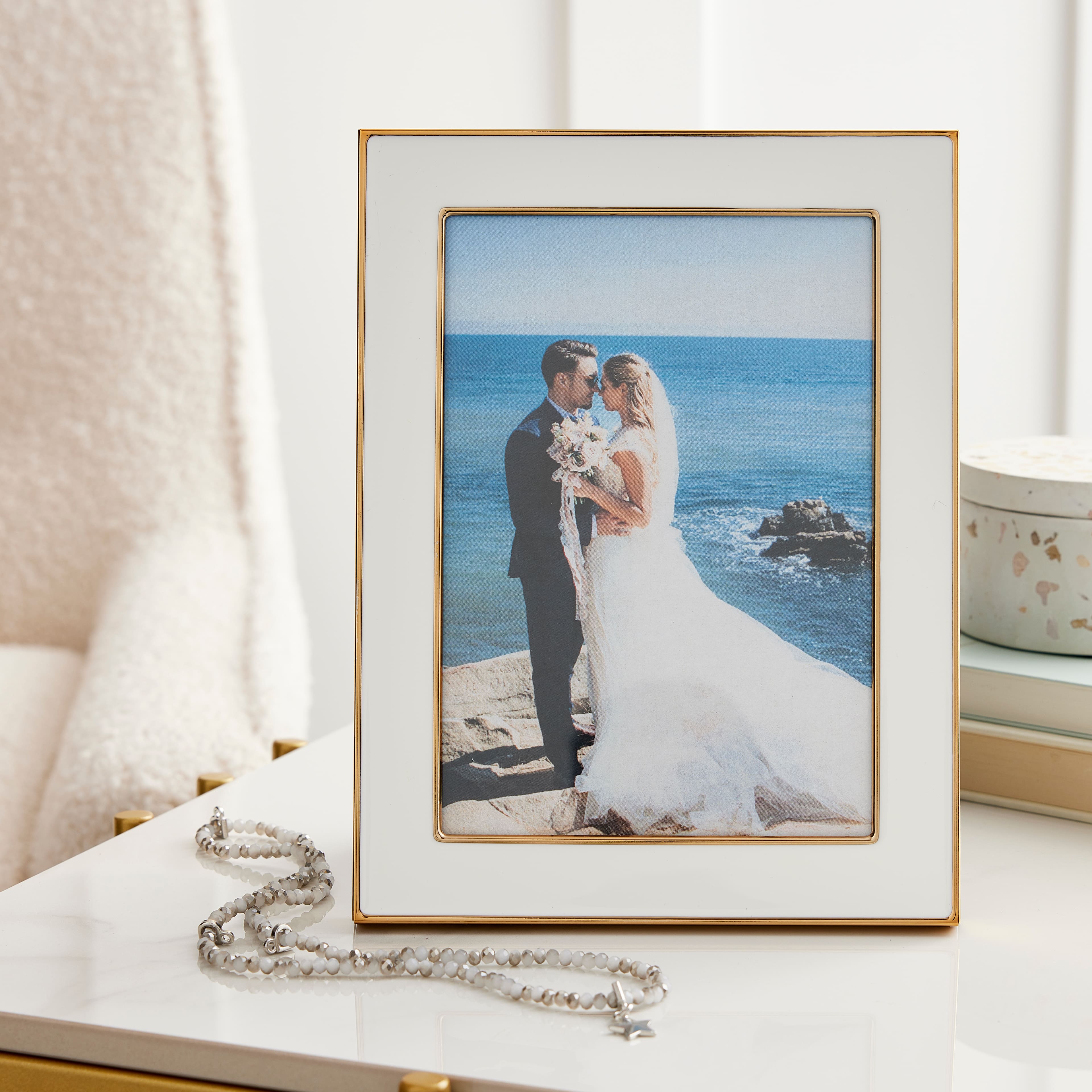 12 Pack: White with Gold Outline 5" x 7" Frame, Expressions™ by Studio Décor®