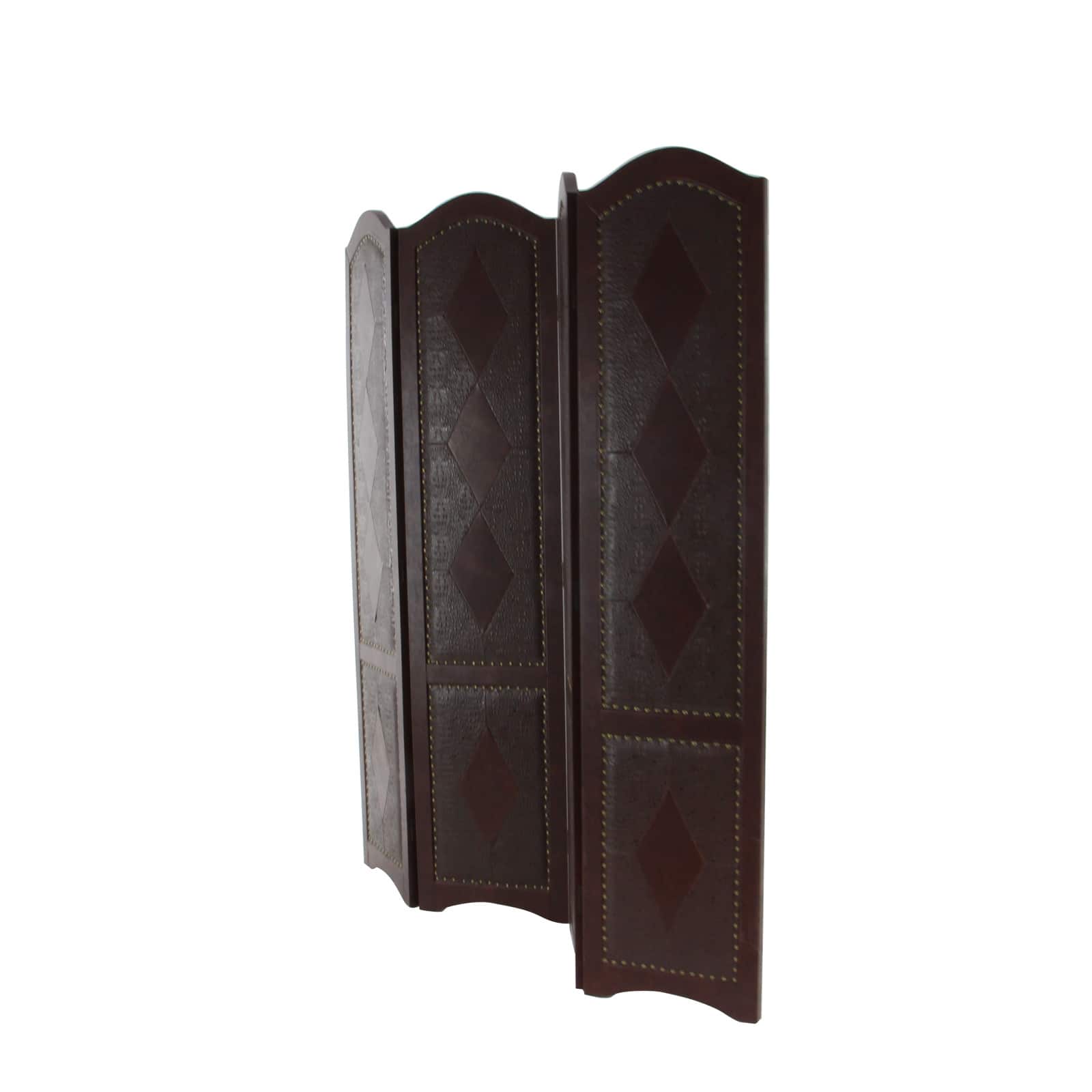 Dark Brown Wood Traditional Room Divider Screen, 71" x 64" x 1"