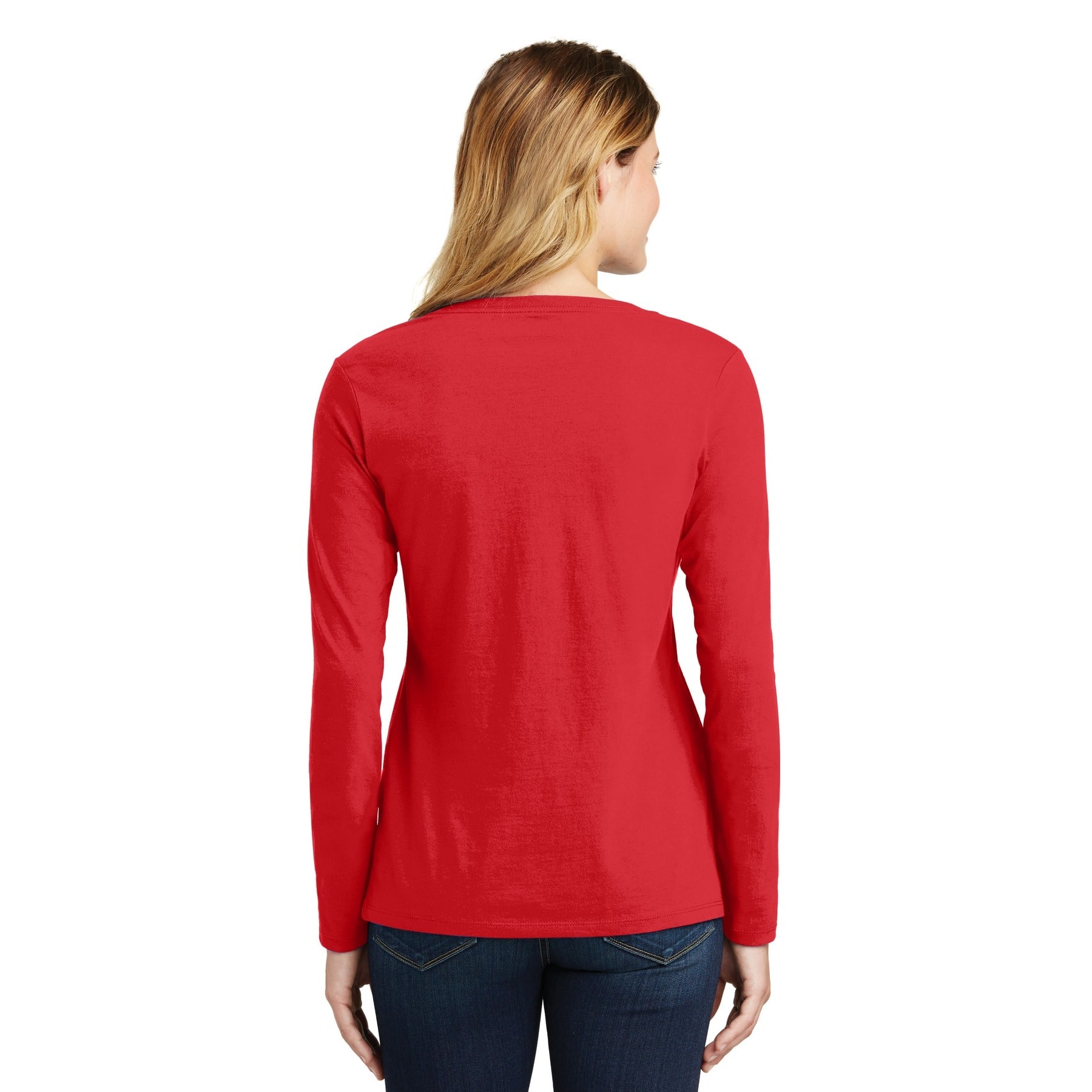 Port & Company® Fan Favorite™ Colors Long Sleeve Ladies V-Neck T-Shirt