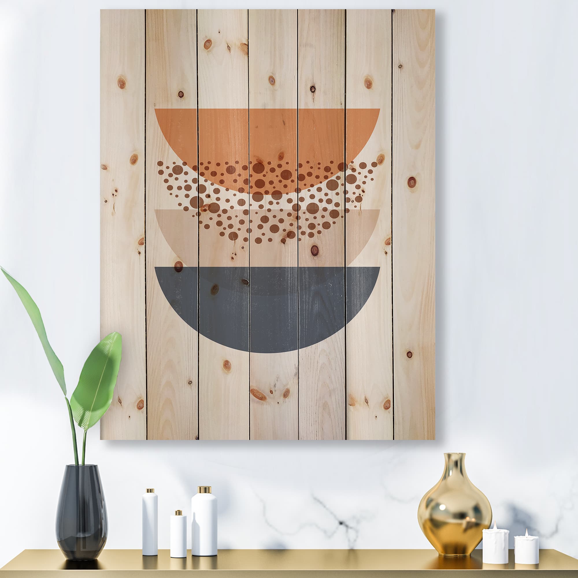 Designart - Abstract Sun & Moon Geometrics In Blue & Orange