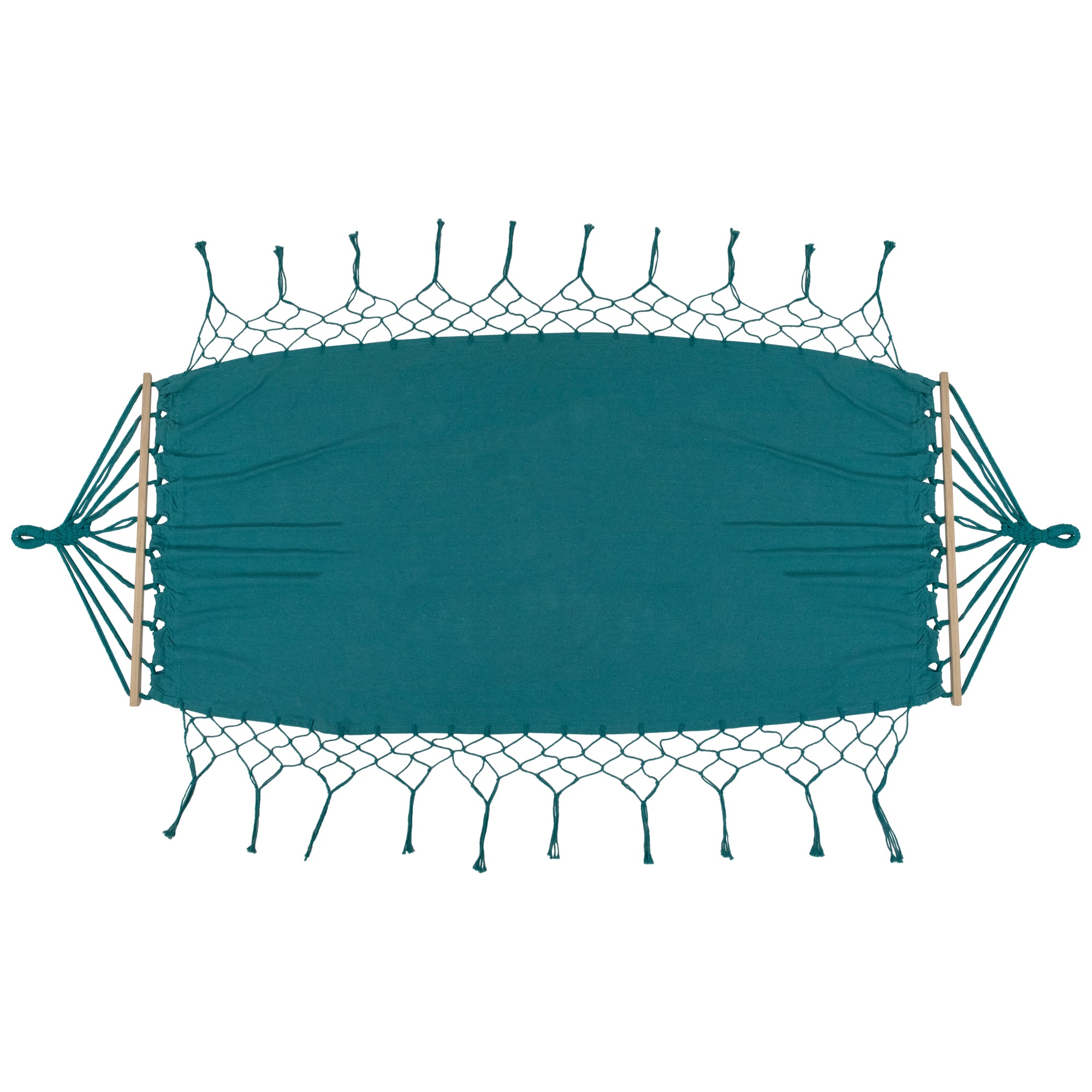 100" x 41" Hammock with Netted Fringe & Wooden Bars
