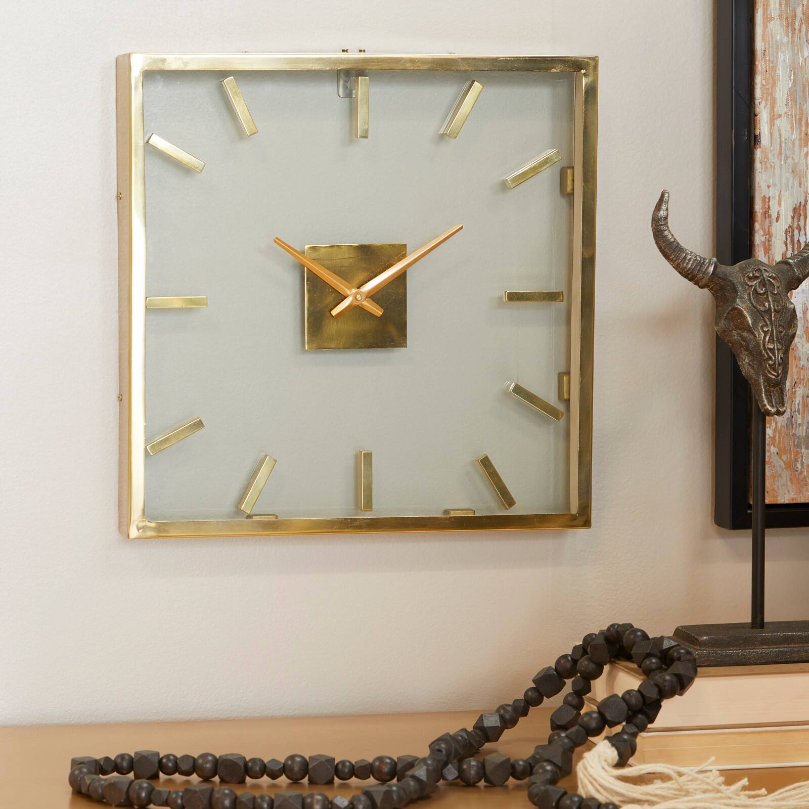 16" Gold Stainless Steel Wall Clock with Clear Face