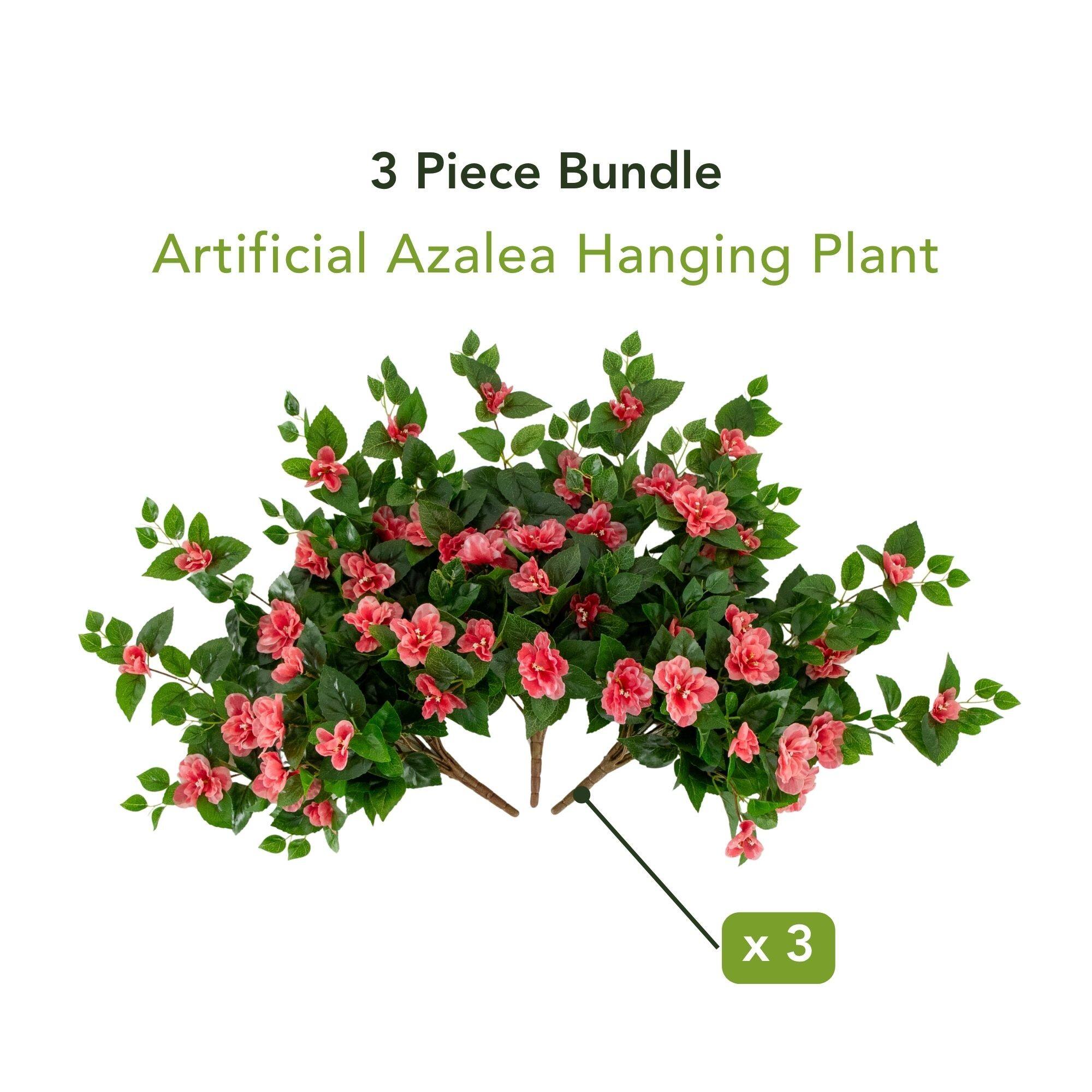24" UV Resistant Artificial Azalea Hanging Plants