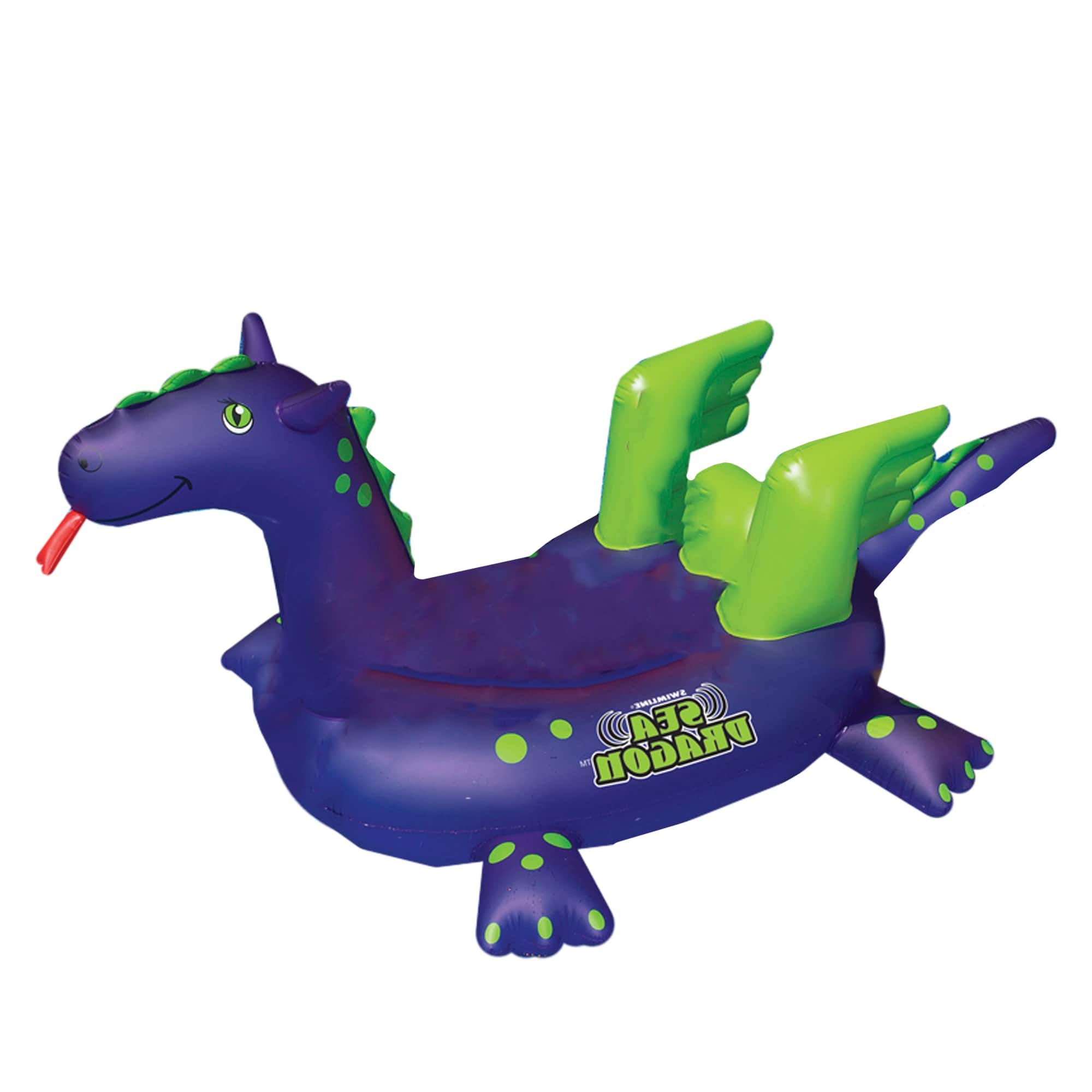 Inflatable Purple and Green Sea Dragon Swimming Pool Float 89-Inch