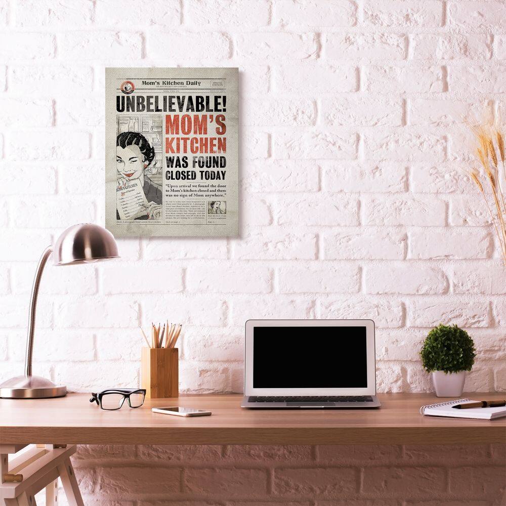 Stupell Industries Mom's Kitchen Newspaper Canvas Wall Art