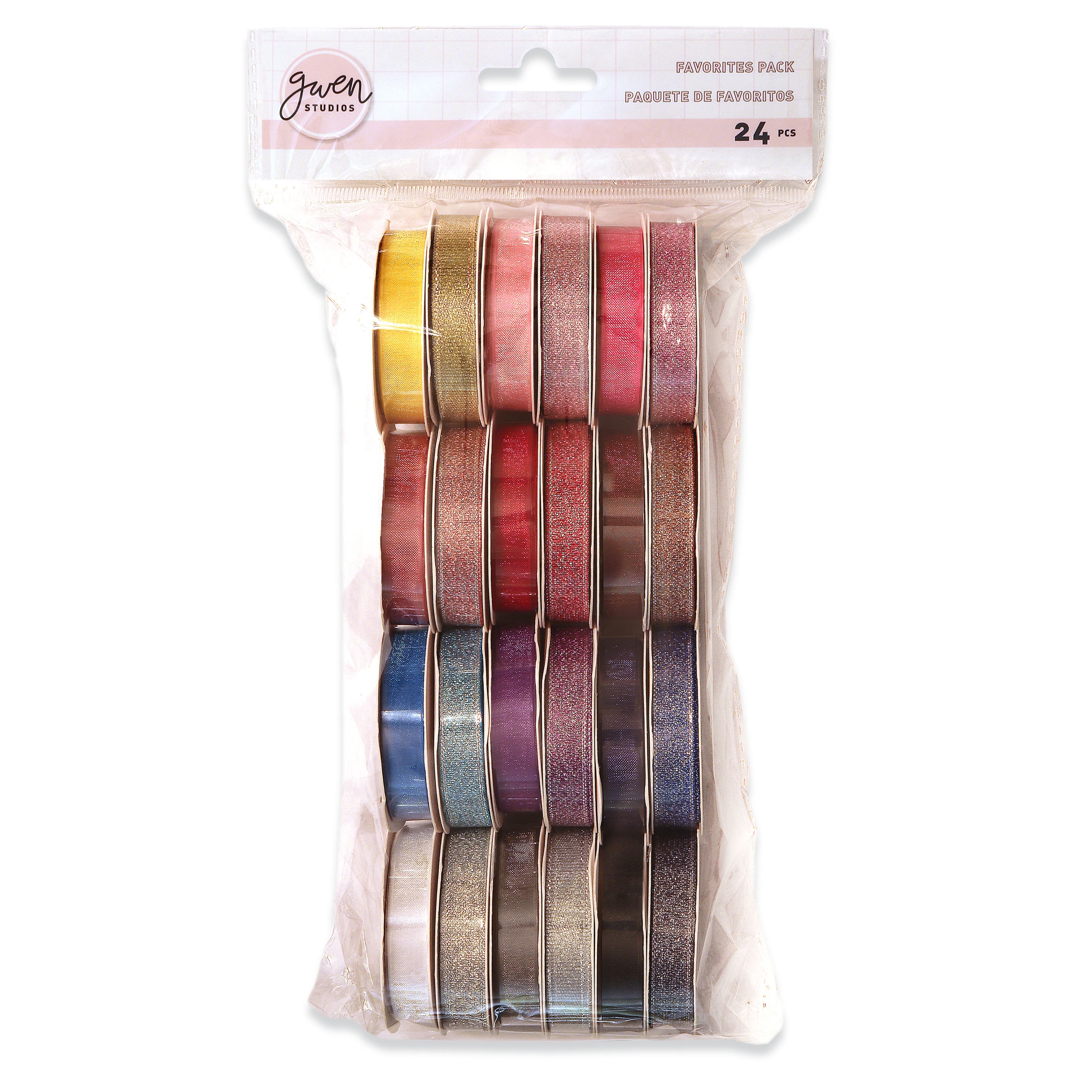 Gwen Studios 3/8" x 2yd. Sheer & Metallic Holiday Ribbon Pack, 24ct.