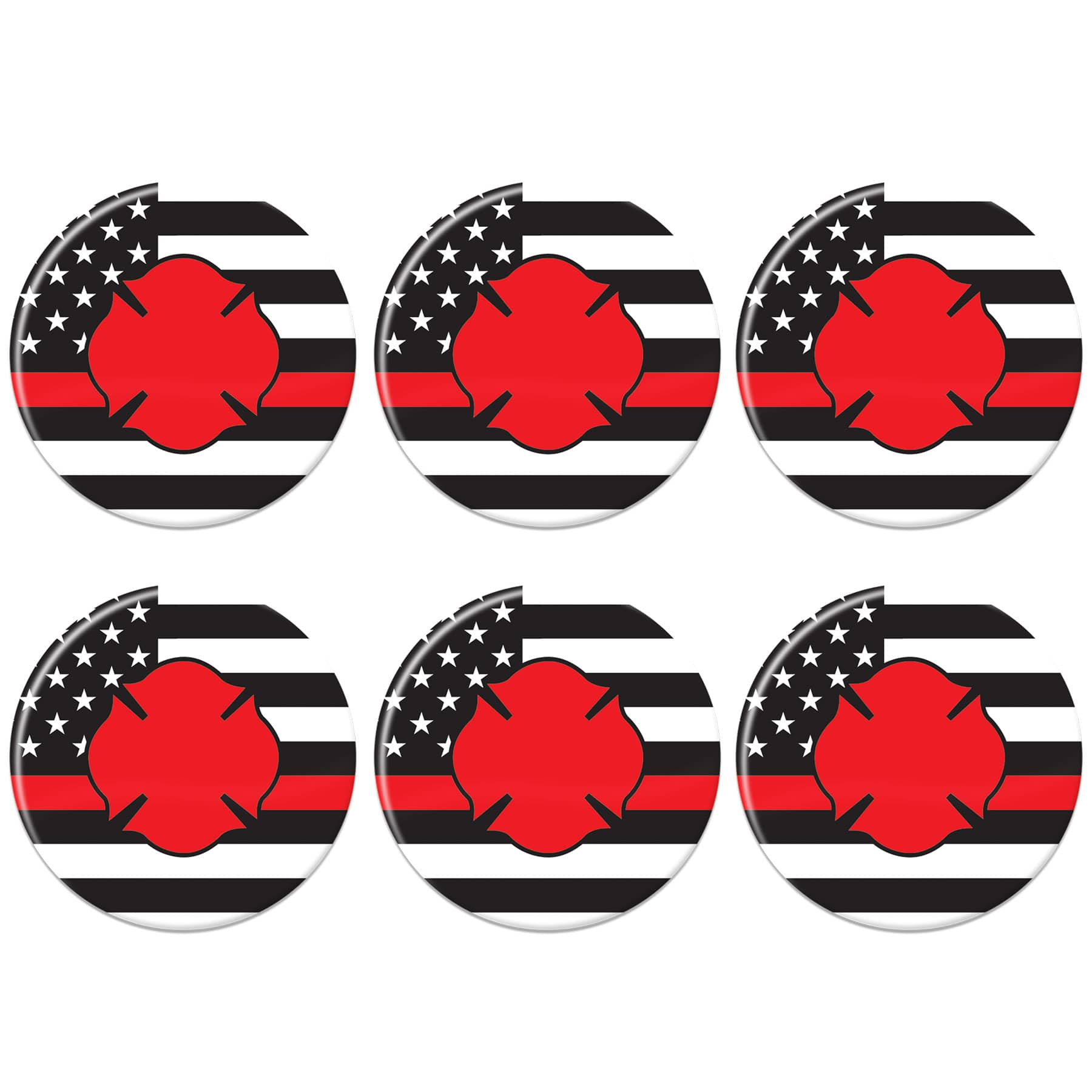 Beistle 2" Red Firefighter Maltese Icon with Flag Buttons, 6ct.
