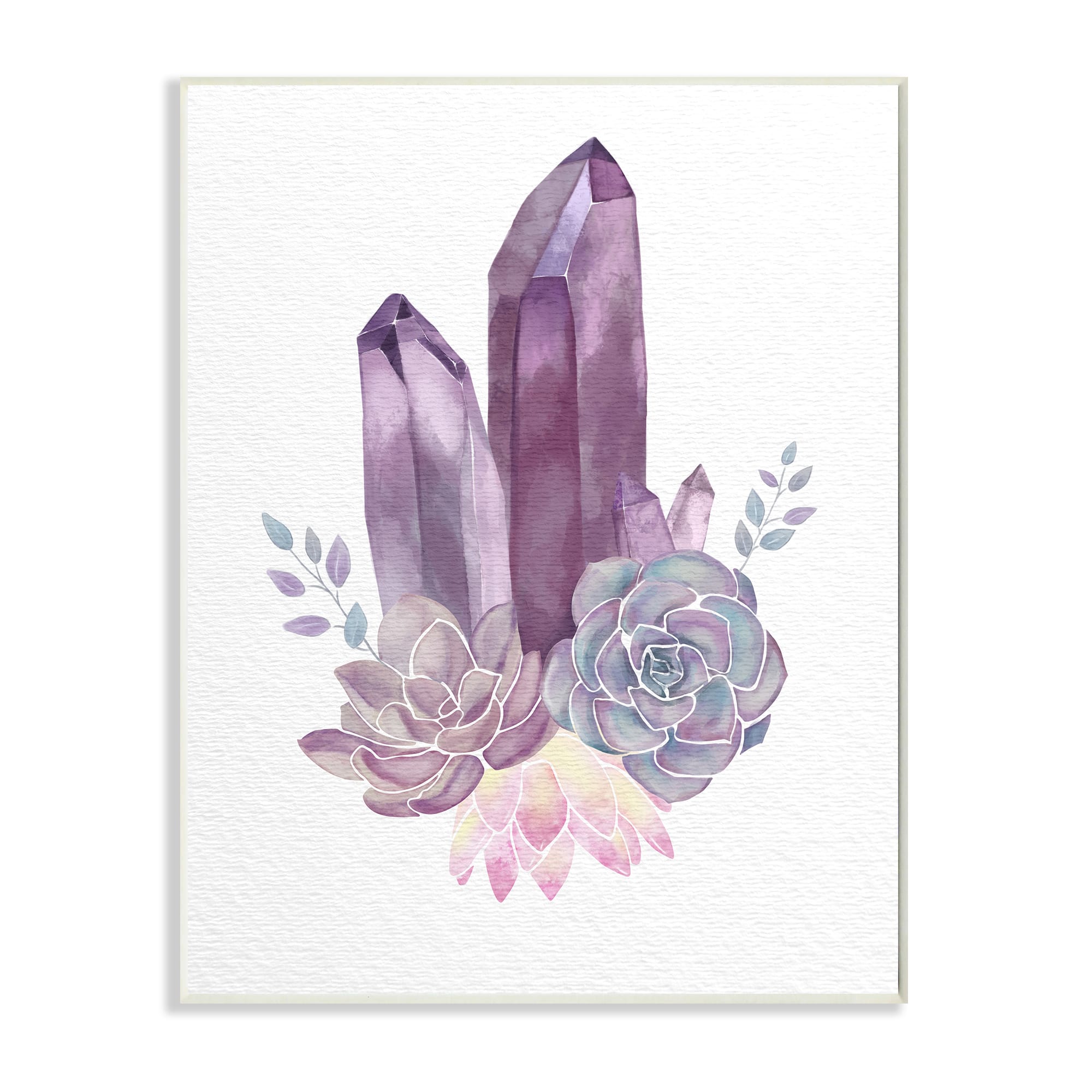 Stupell Industries Blue Succulent Crystal Flower Watercolor Painting
