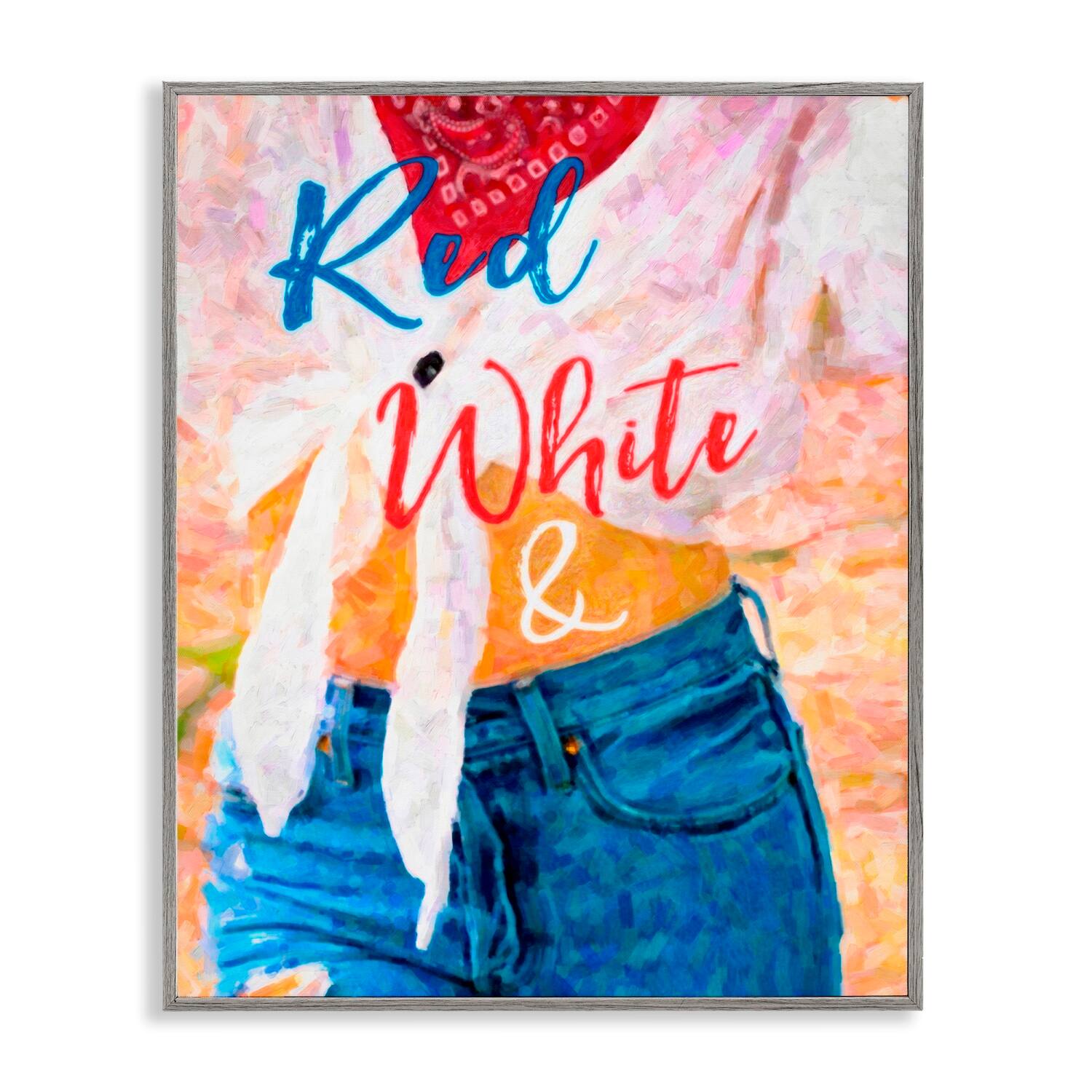Stupell Industries Red White & Blue Patriotic American Celebration Framed Giclee Art in Gray | 11" x 14" | Michaels&reg;