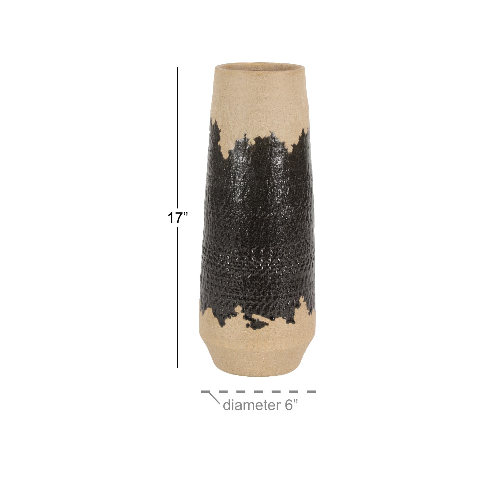 Black Porcelain Contemporary Vase, 17" x 6" x 6"