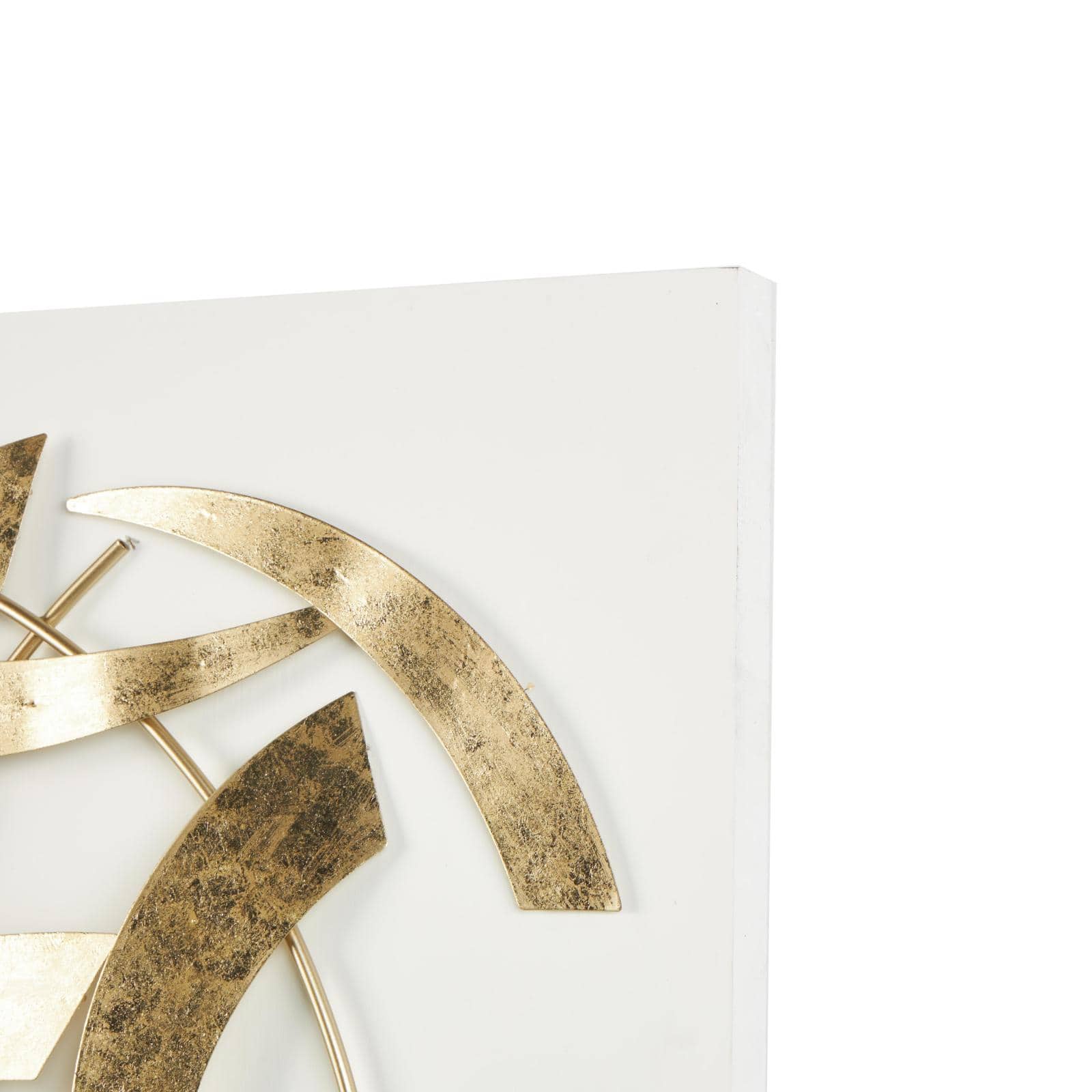 48" x 36" Gold & White Metal Abstract Metallic Curved Rod Wall Décor