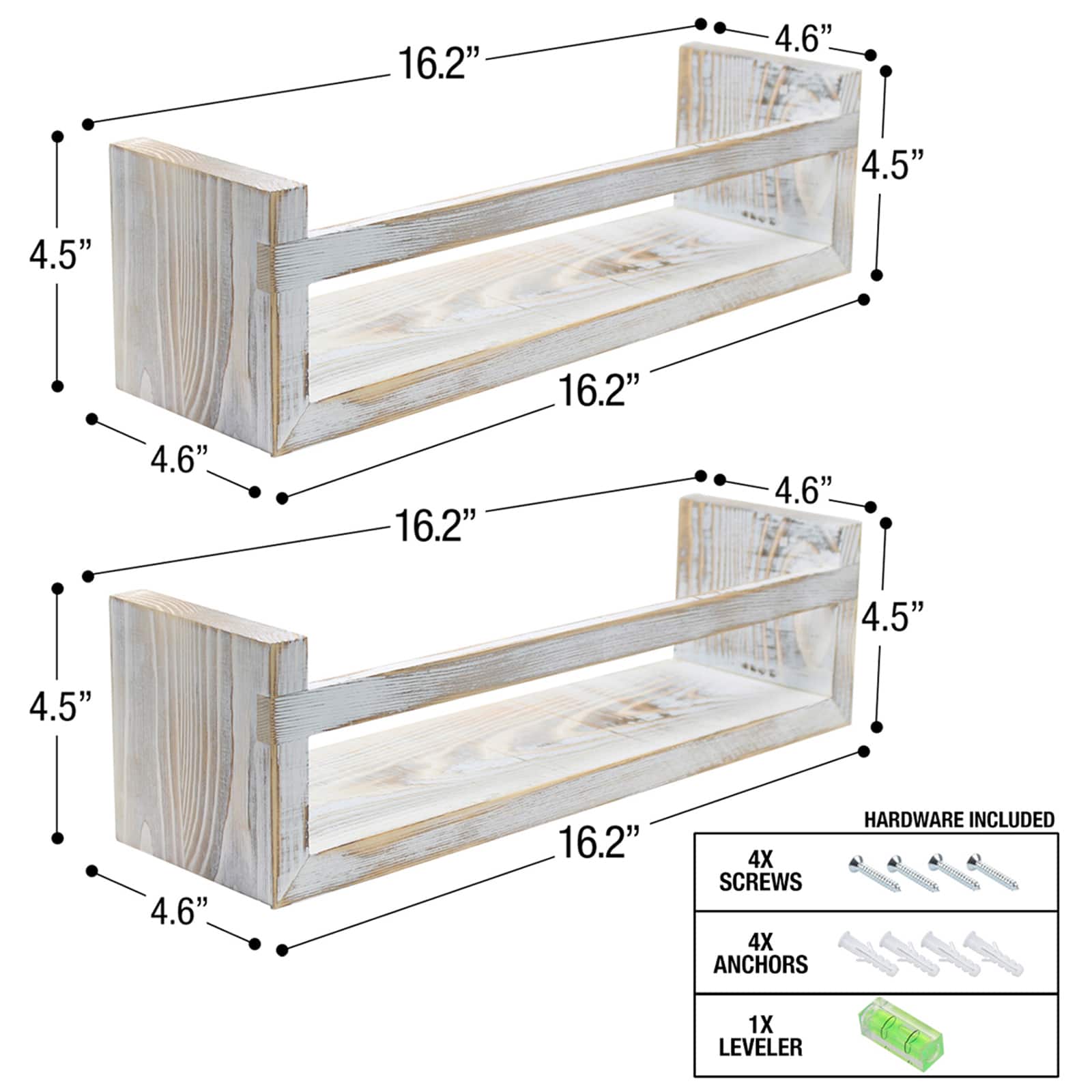 Sorbus 16" Rustic Wood Floating Shelves, 2ct.