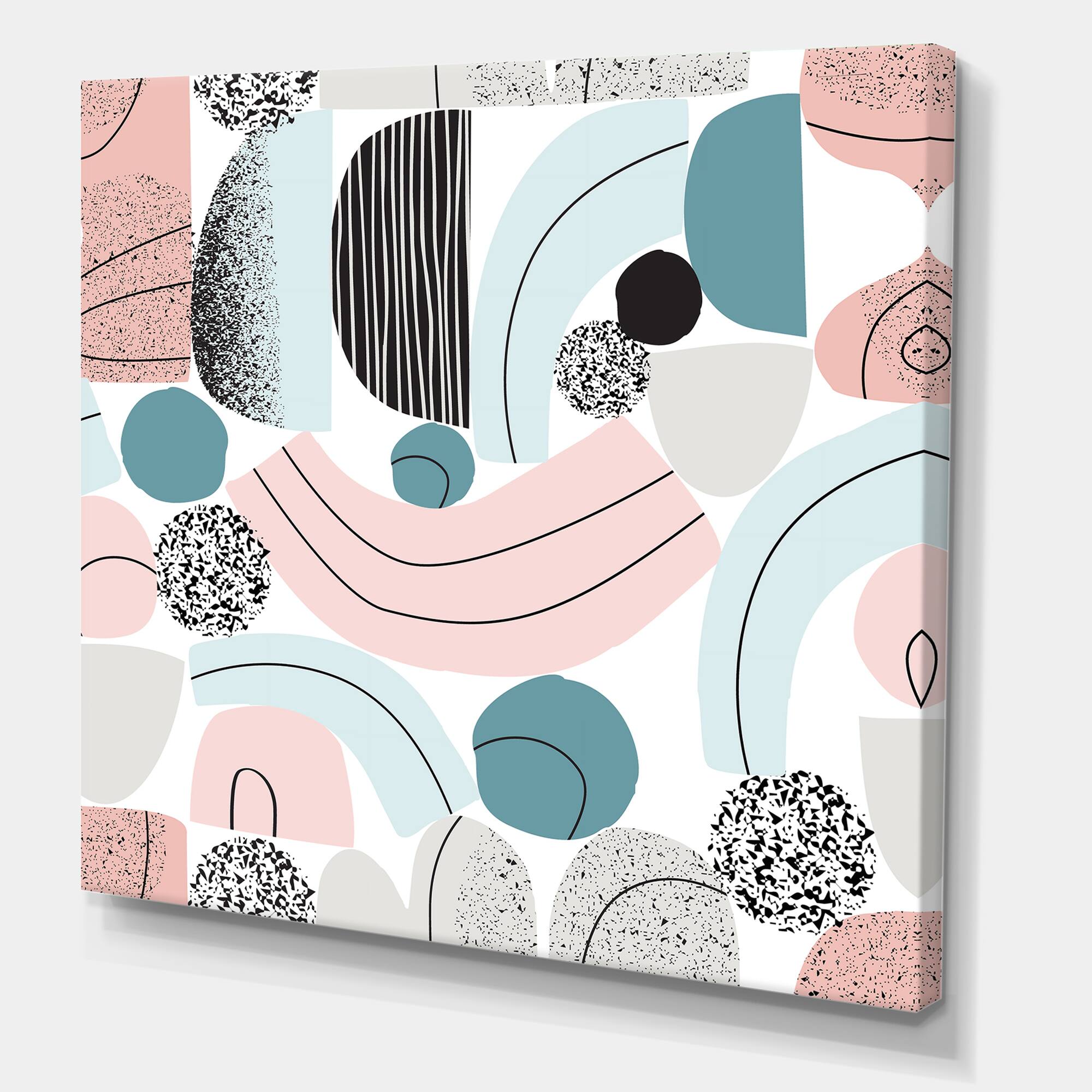 Designart - Colorful Art Collage In Pastel Colors - Modern Canvas Wall Art Print