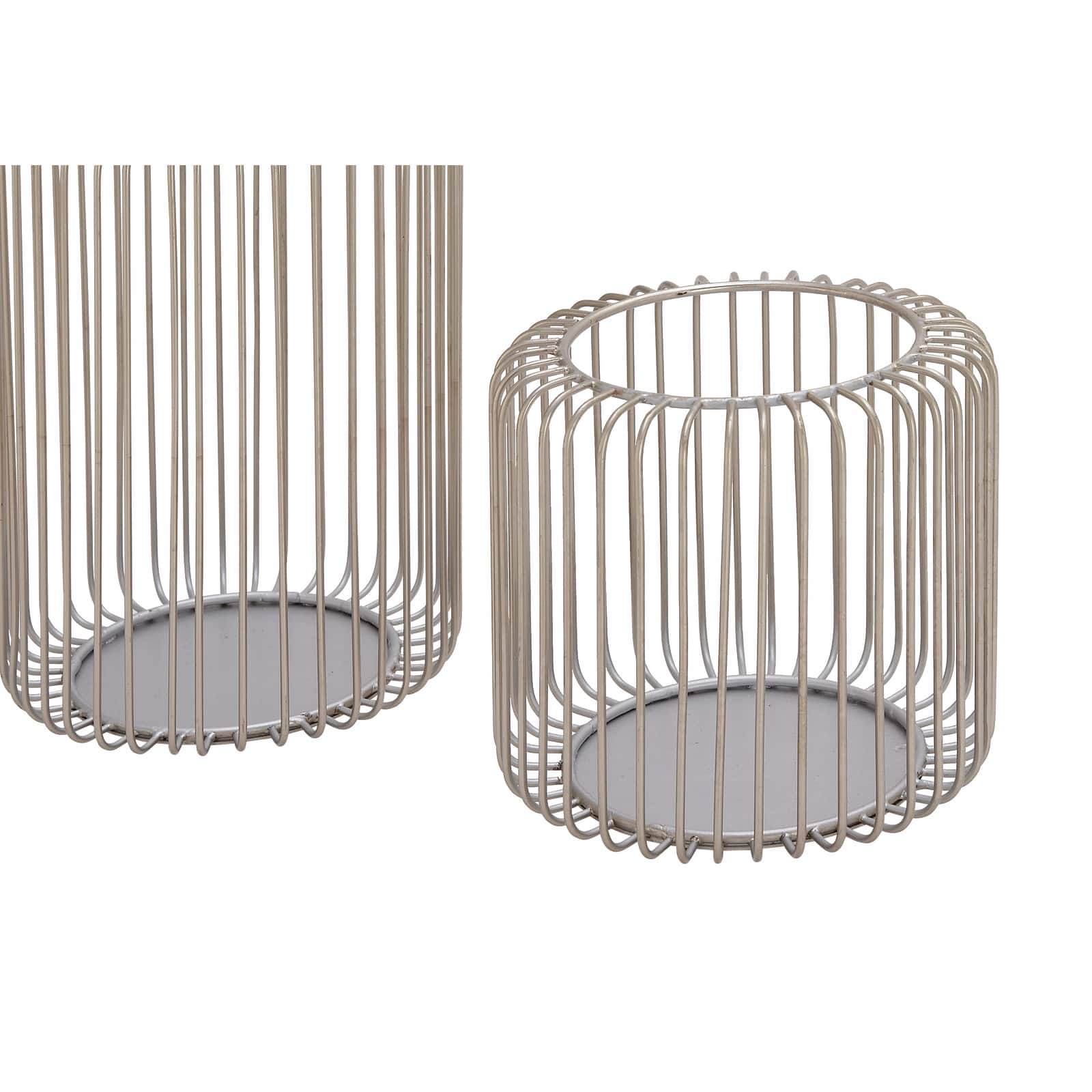 Silver Metal Modern Lantern Set