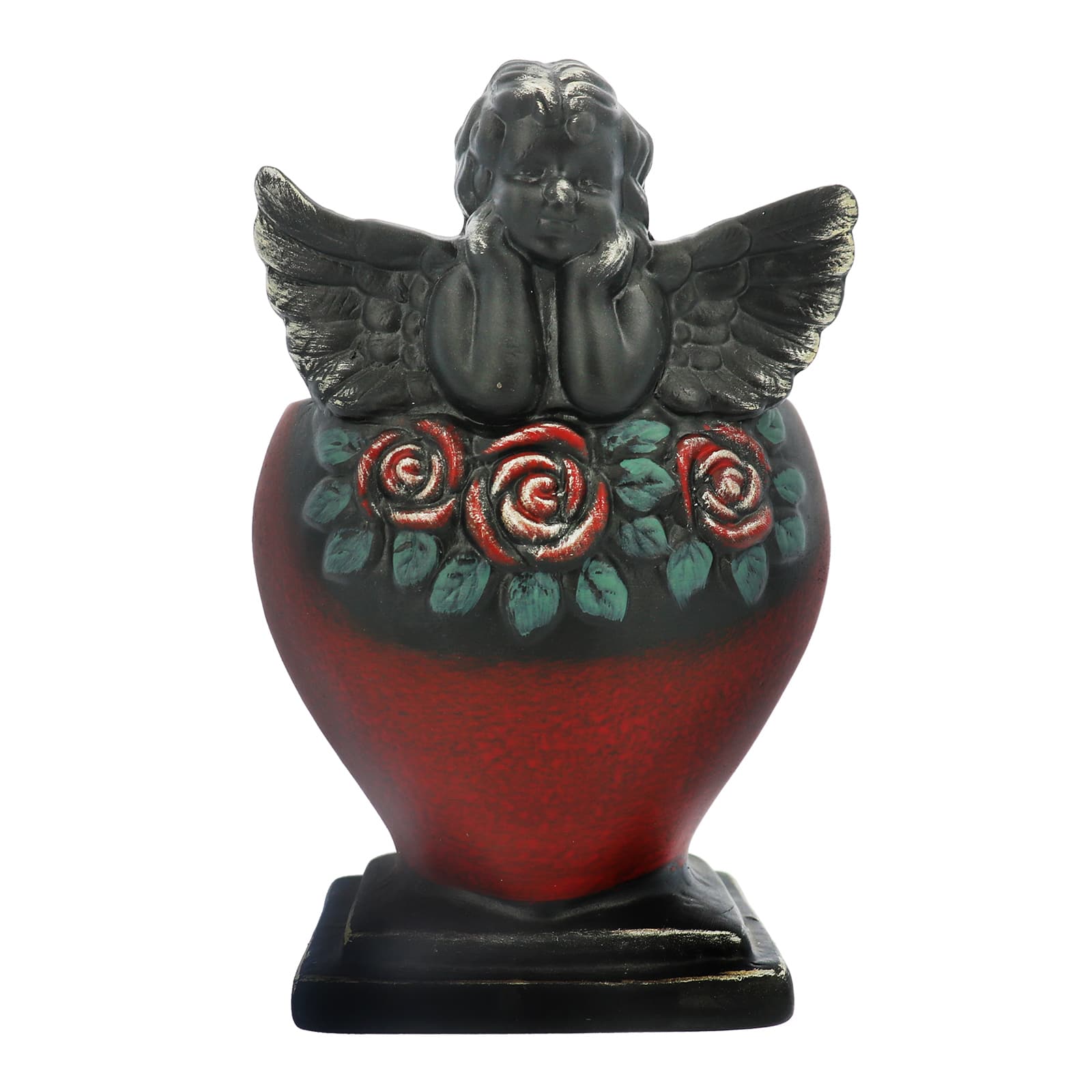 6" Red & Black Ceramic Angel Heart Container by Ashland®