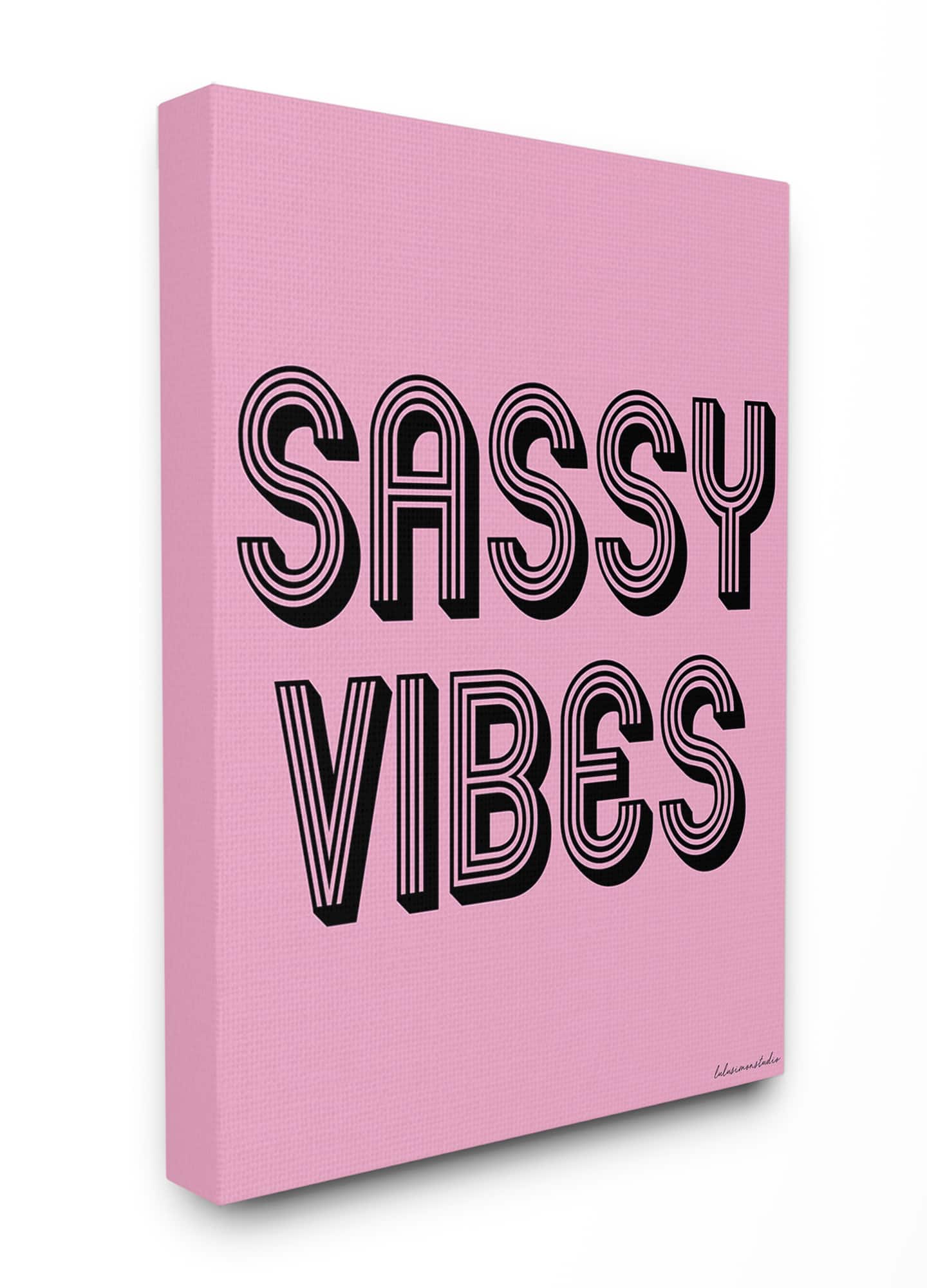 Stupell Industries lulusimonSTUDIO Pink & Black Sassy Vibes Canvas Wall Art