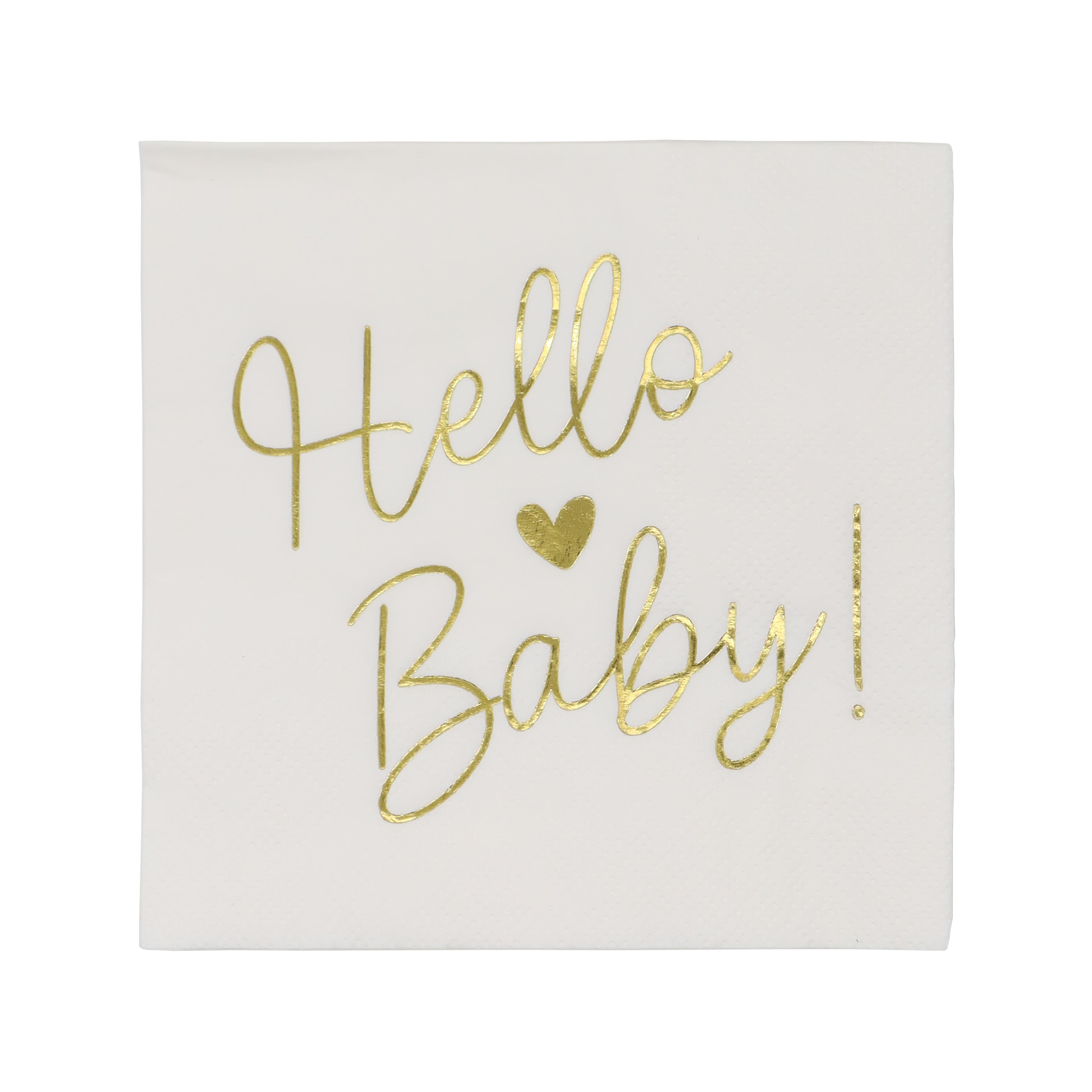 24 Packs: 20 ct. (480 total) Gold Hello Baby Beverage Napkins by Celebrate It™