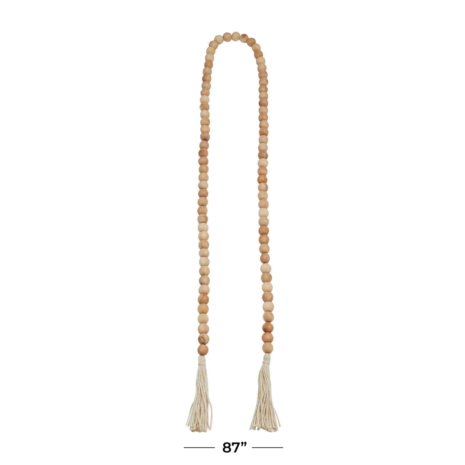 Light Brown Wood Bohemian Garland, 87" x 1" x 1"