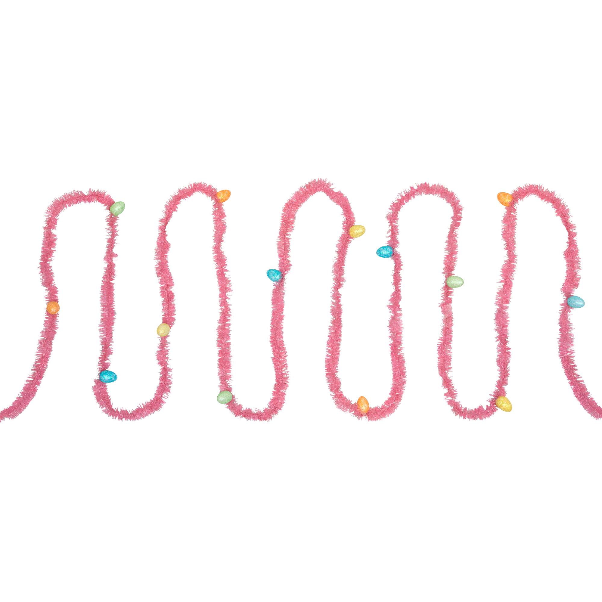 25ft. Pink Tinsel Garland with Easter Eggs