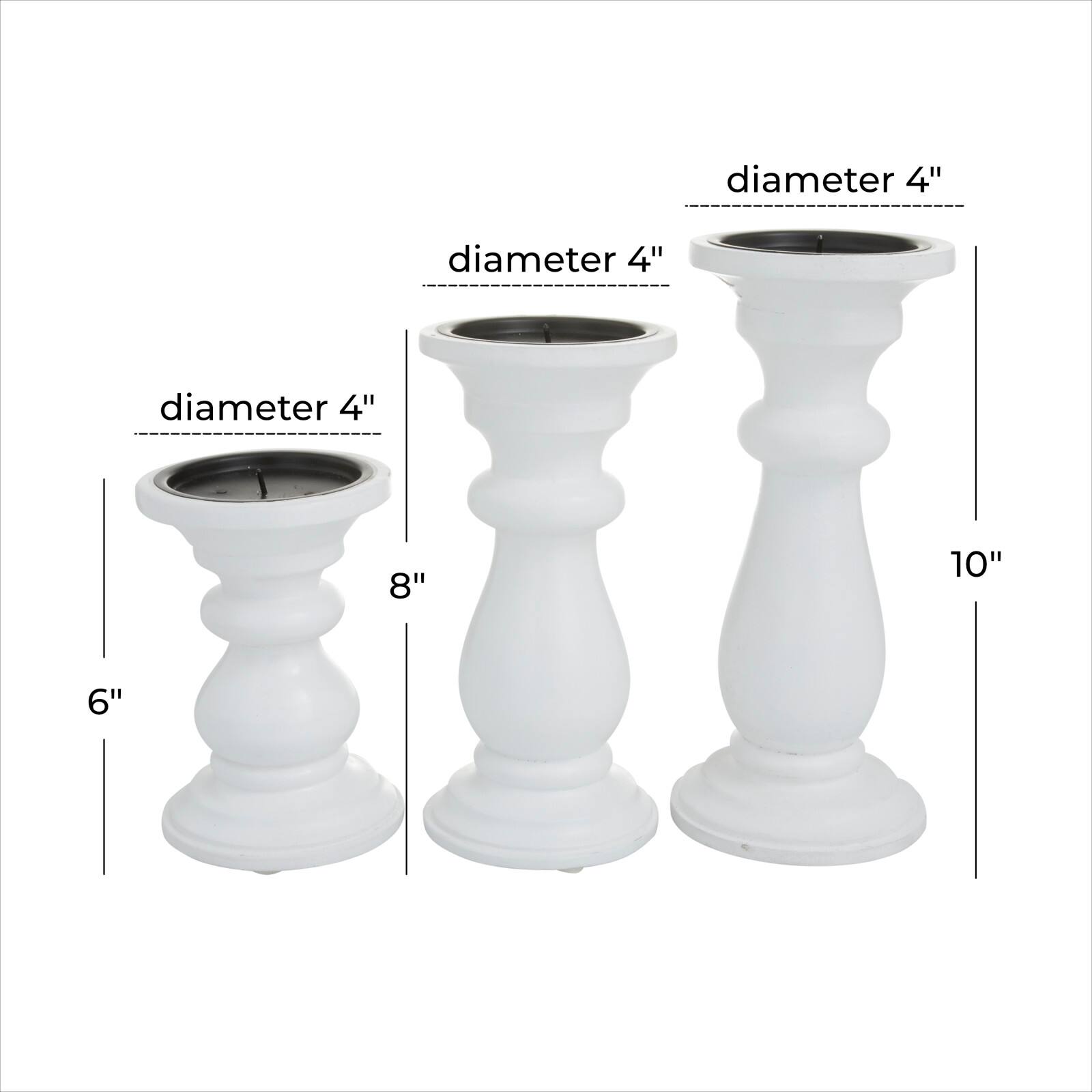 White Wood French Country Candle holder 10",8",6"