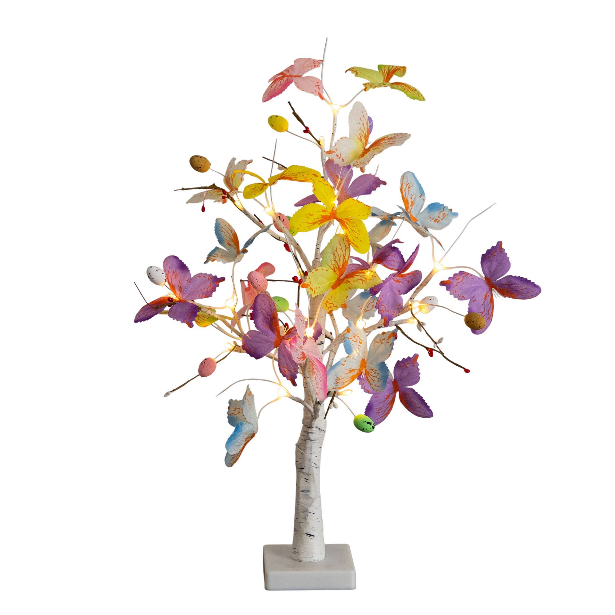2ft. Pre-Lit Artificial Butterfly Twig Tree with 24 Warm White LED Lights