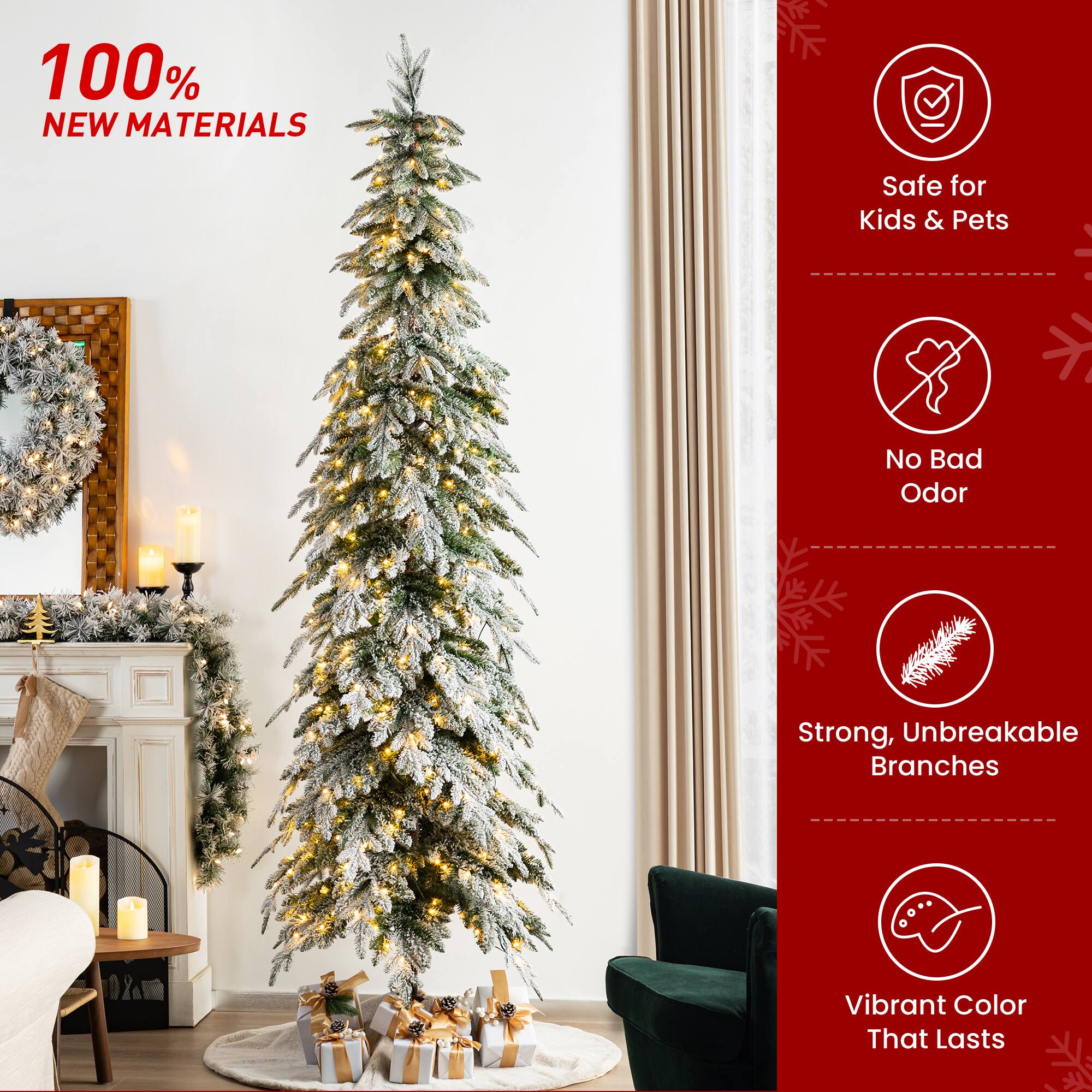 9ft. Pre-Lit Spruce Artificial Christmas Tree, Warm White LED Lights