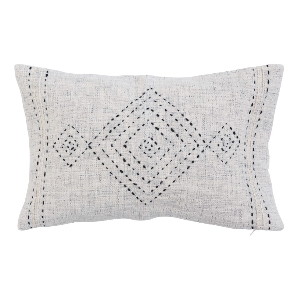 Hello Honey® Multicolor Embroidery & Gold Thread Cotton Lumbar Pillow