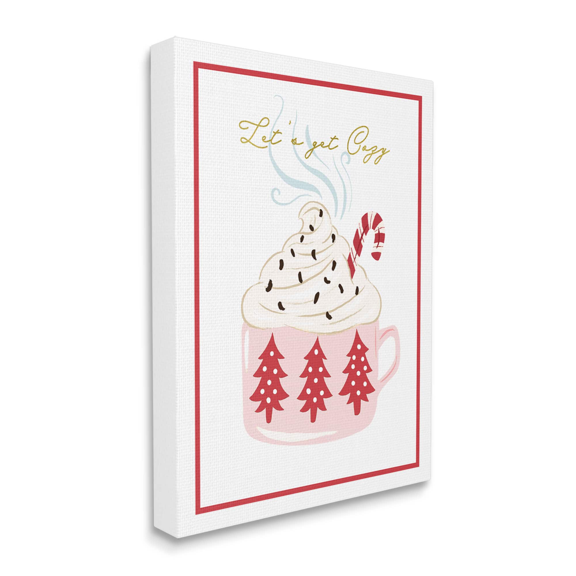 Stupell Industries Let's Get Cozy Pink Cocoa Canvas Wall Art