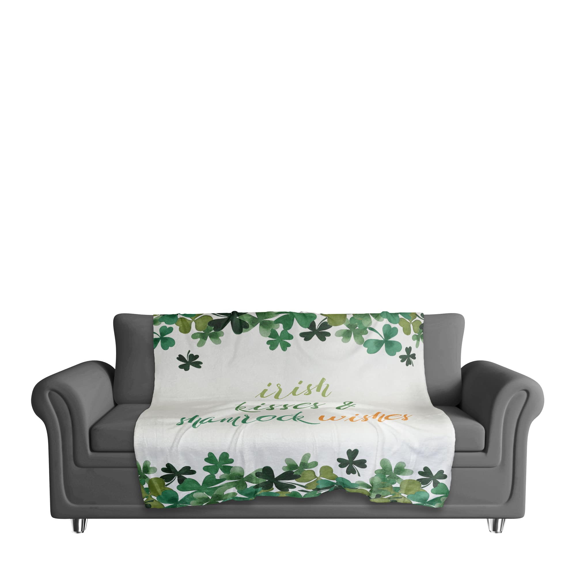 Irish Kisses Shamrock Wishes Blanket 50" x 60" Sherpa Fleece Blanket