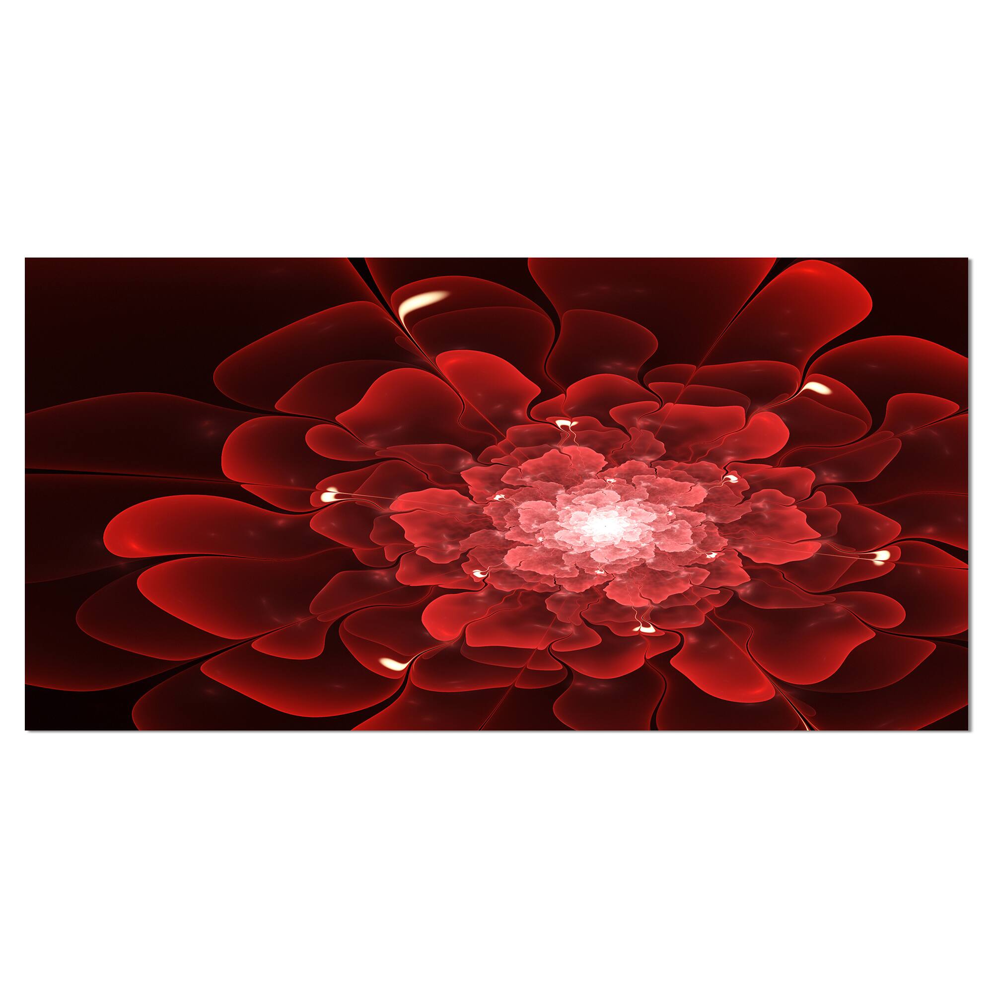 Designart - Fractal Flower Clear Red Digital Art - Floral Canvas Art Print