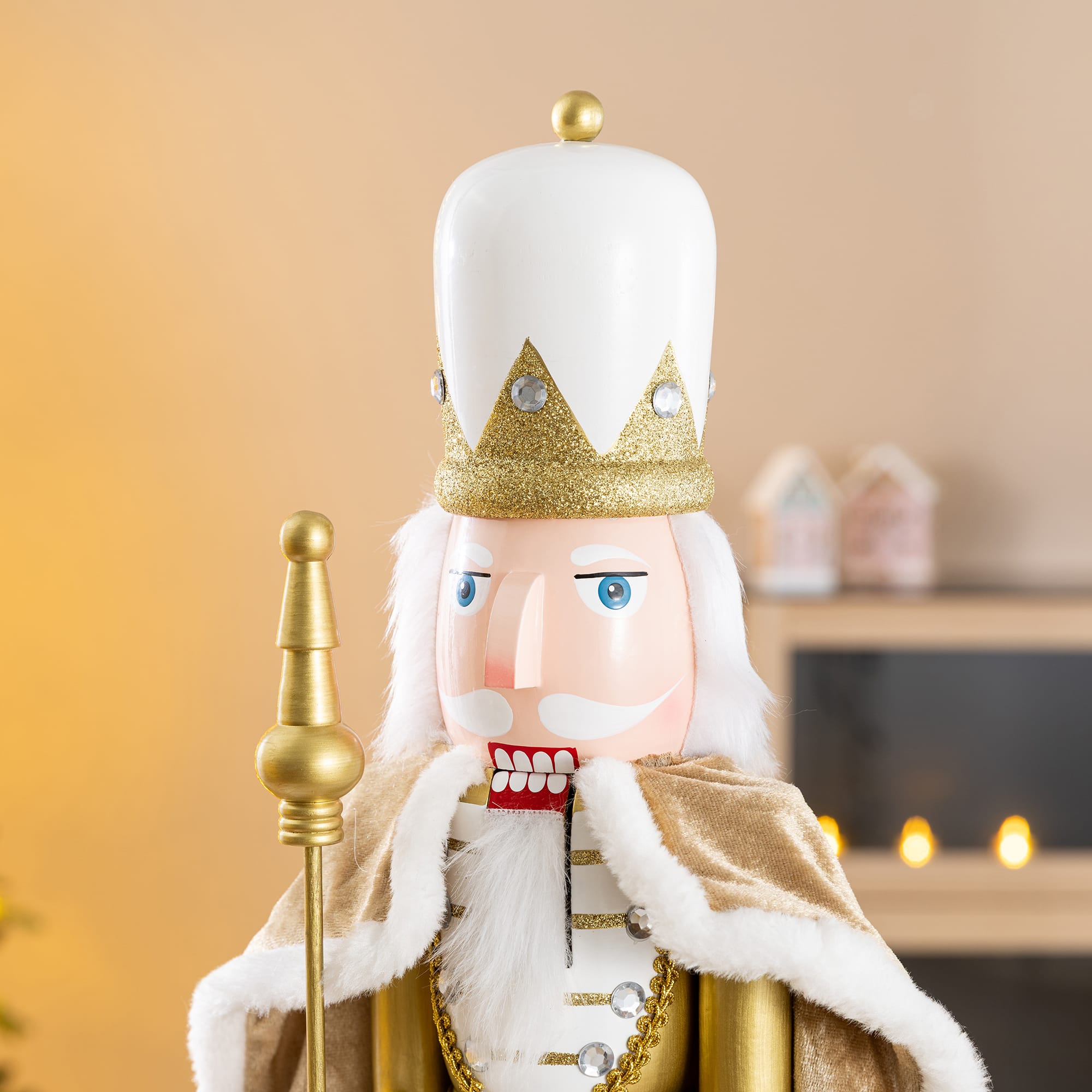 Glitzhome® 24" Wooden Christmas Gold King Nutcracker
