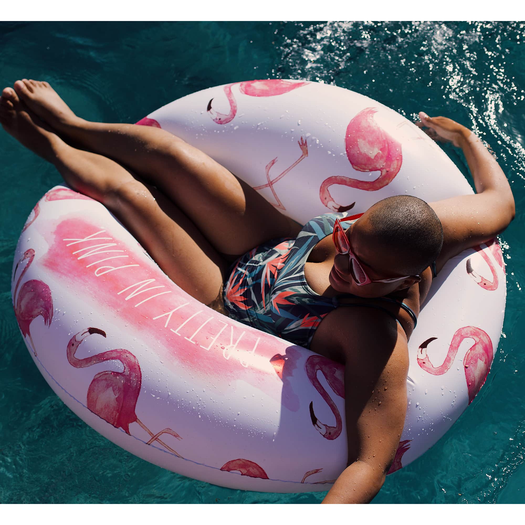 Rae Dunn 4ft. Pretty in Pink Flamingo Pattern Ring Float