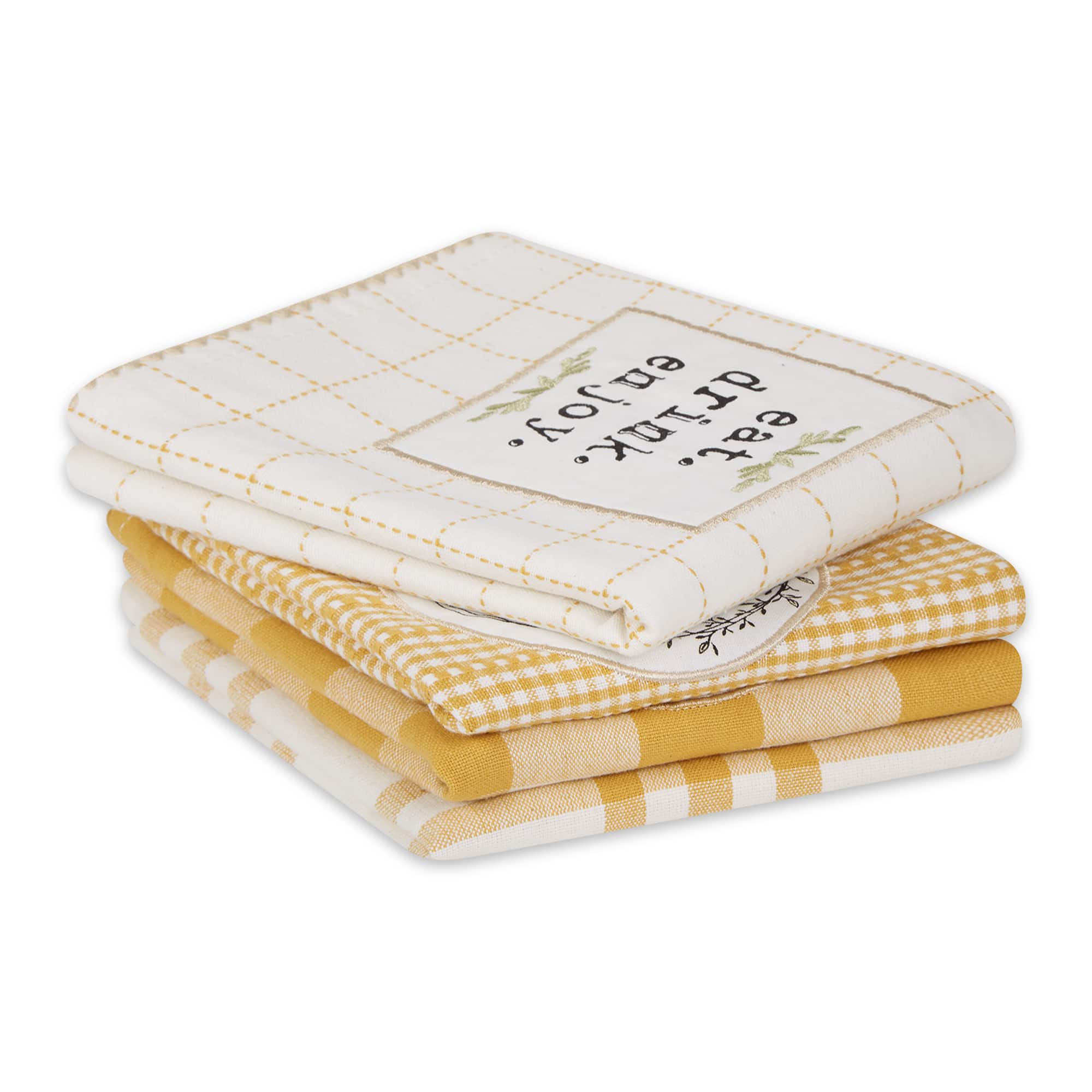 Honey Gold Farm To Table Embellished Dishtowel (Set of 4)