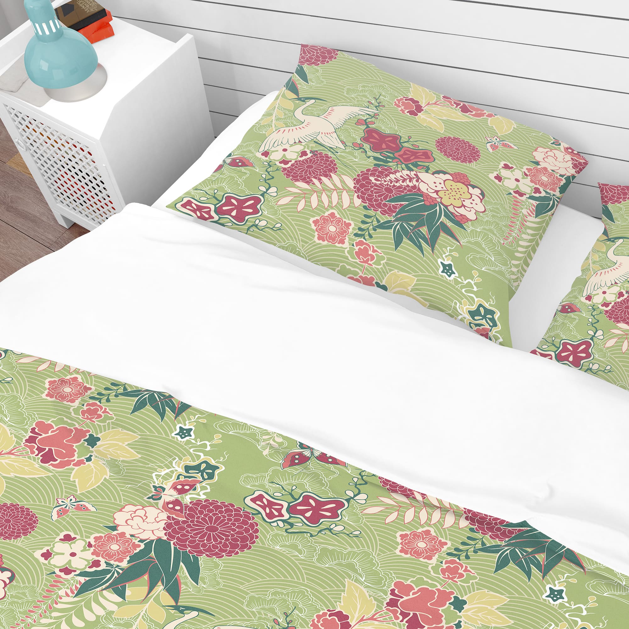 Designart 'Oriental Silk Pattern' Asian Bedding Set - Duvet Cover & Shams