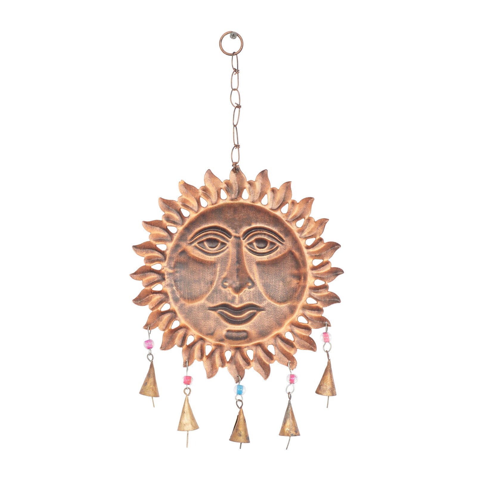 19" Brown Metal Eclectic Sun Wind Chime