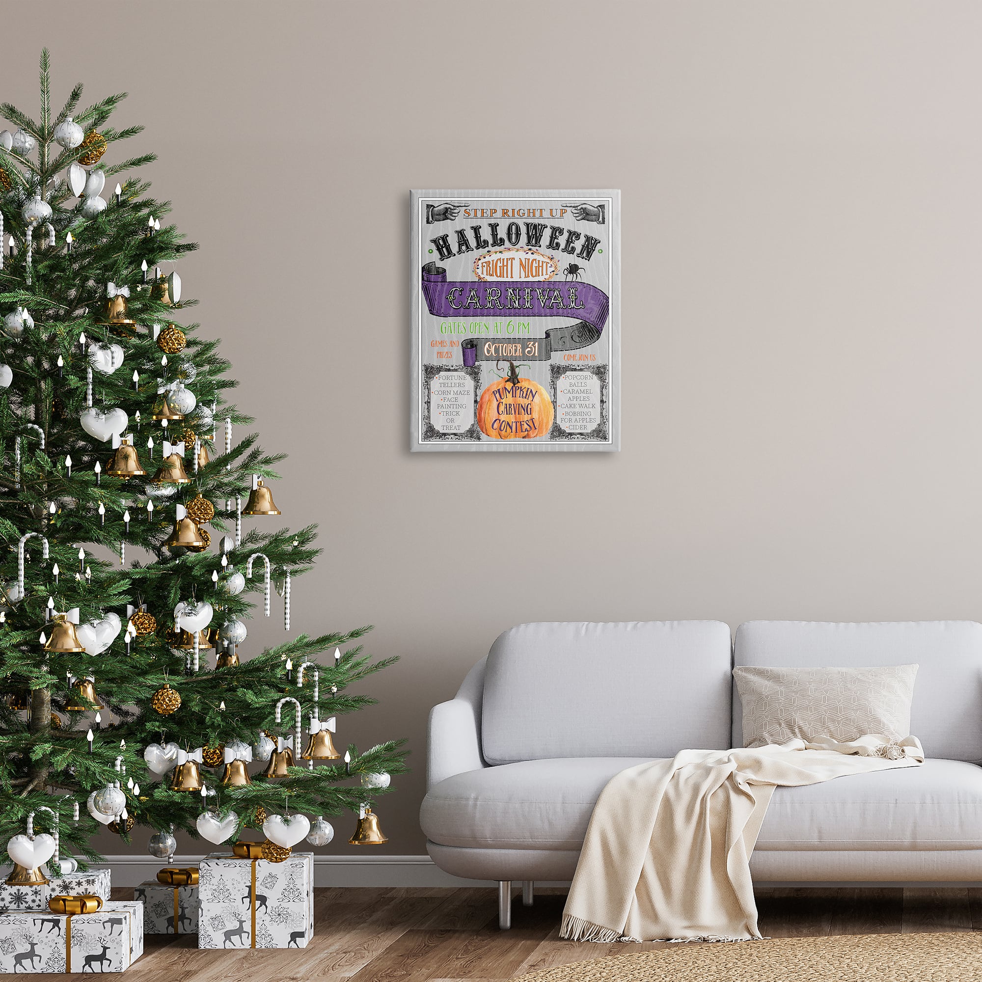 Stupell Industries Halloween Fright Night Carnival Sign Canvas Wall Art