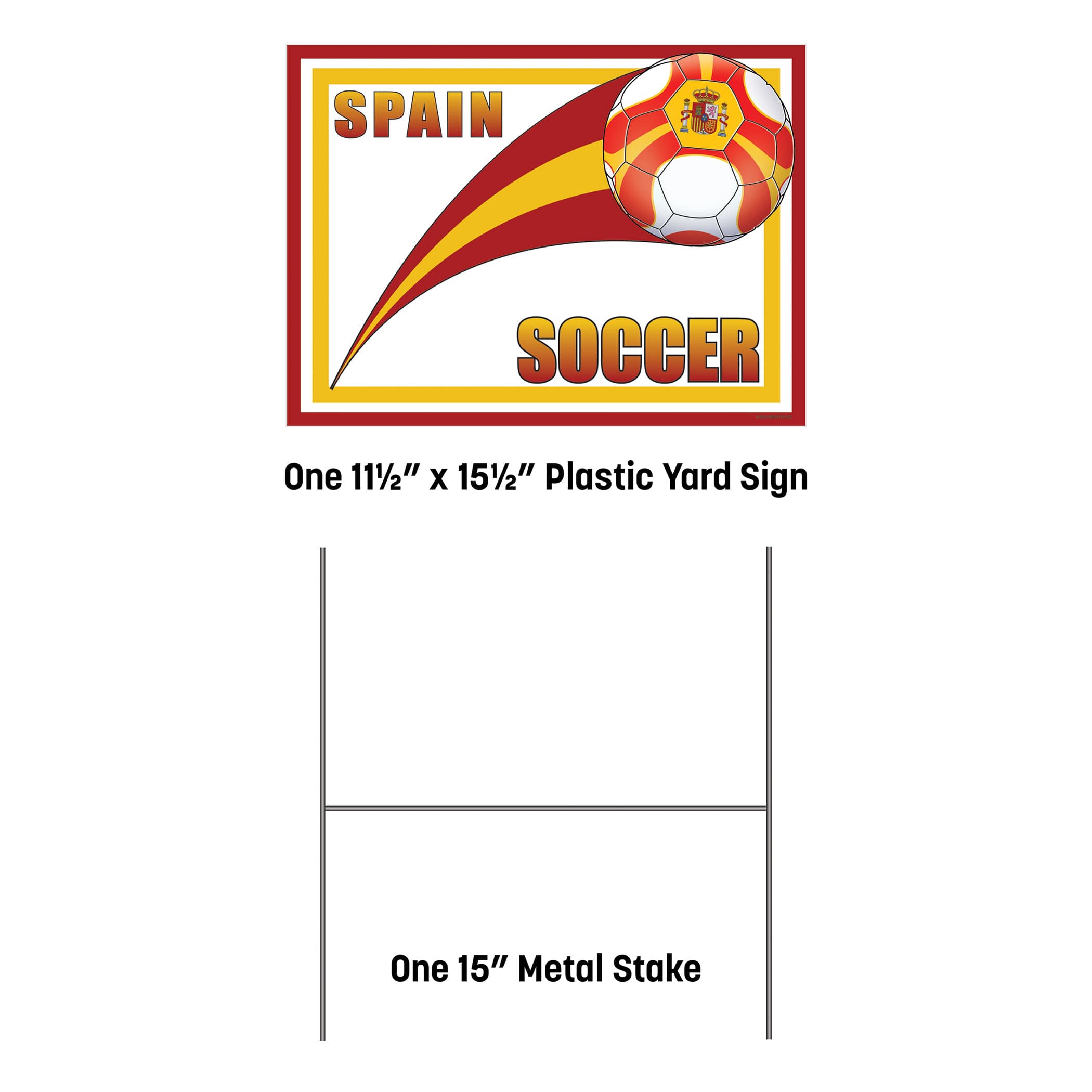 11.5" x 15.5" Spain Soccer Plastic Yard Sign