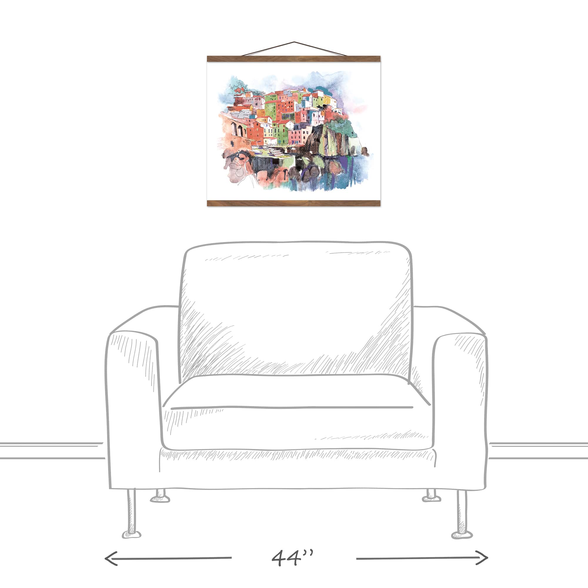Bright Coast Buildings 20" x 16" Teak Hanging Canvas