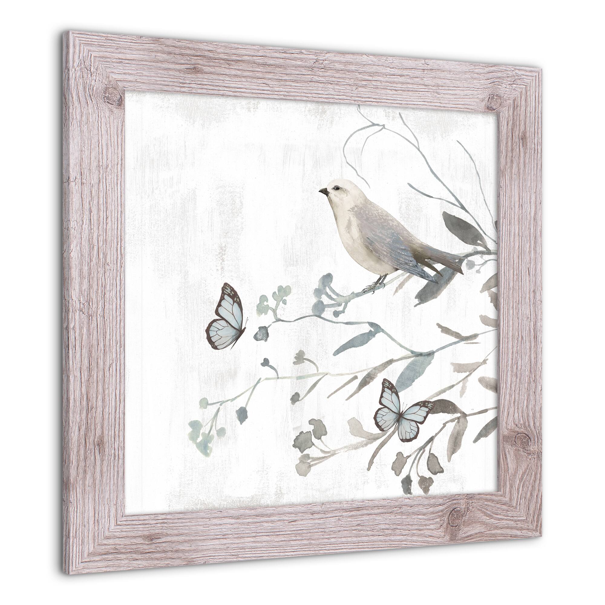 Bird With Butterflies Western 16" x 16" Framed Print