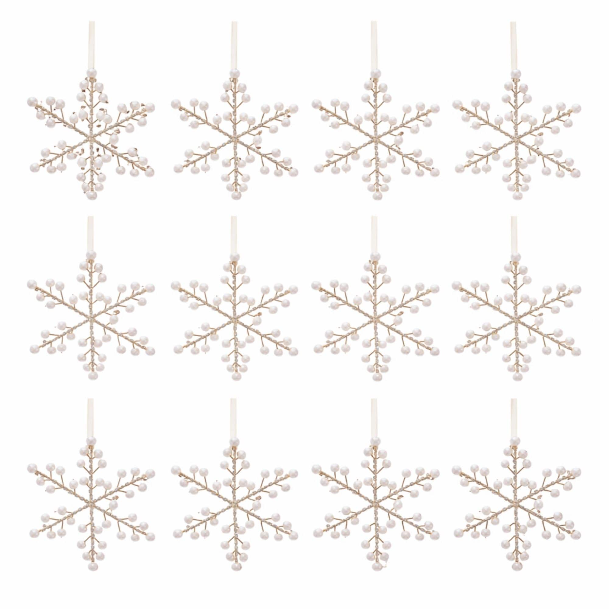 Melrose 7.75" White & Gold Snowflake Ornaments, 12ct.