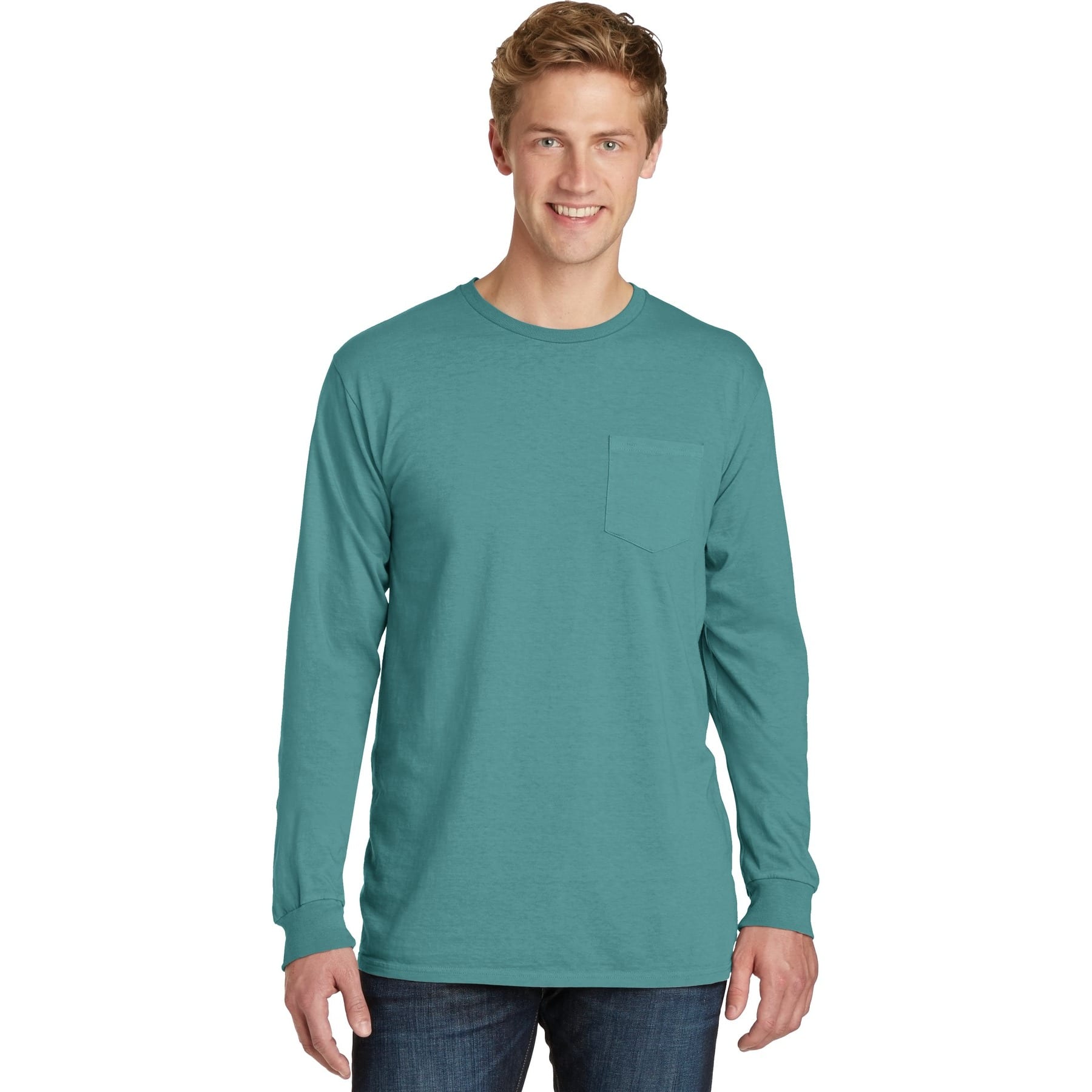 Port & Company® Beach Wash® Garment-Dyed Long Sleeve Pocket T-Shirt