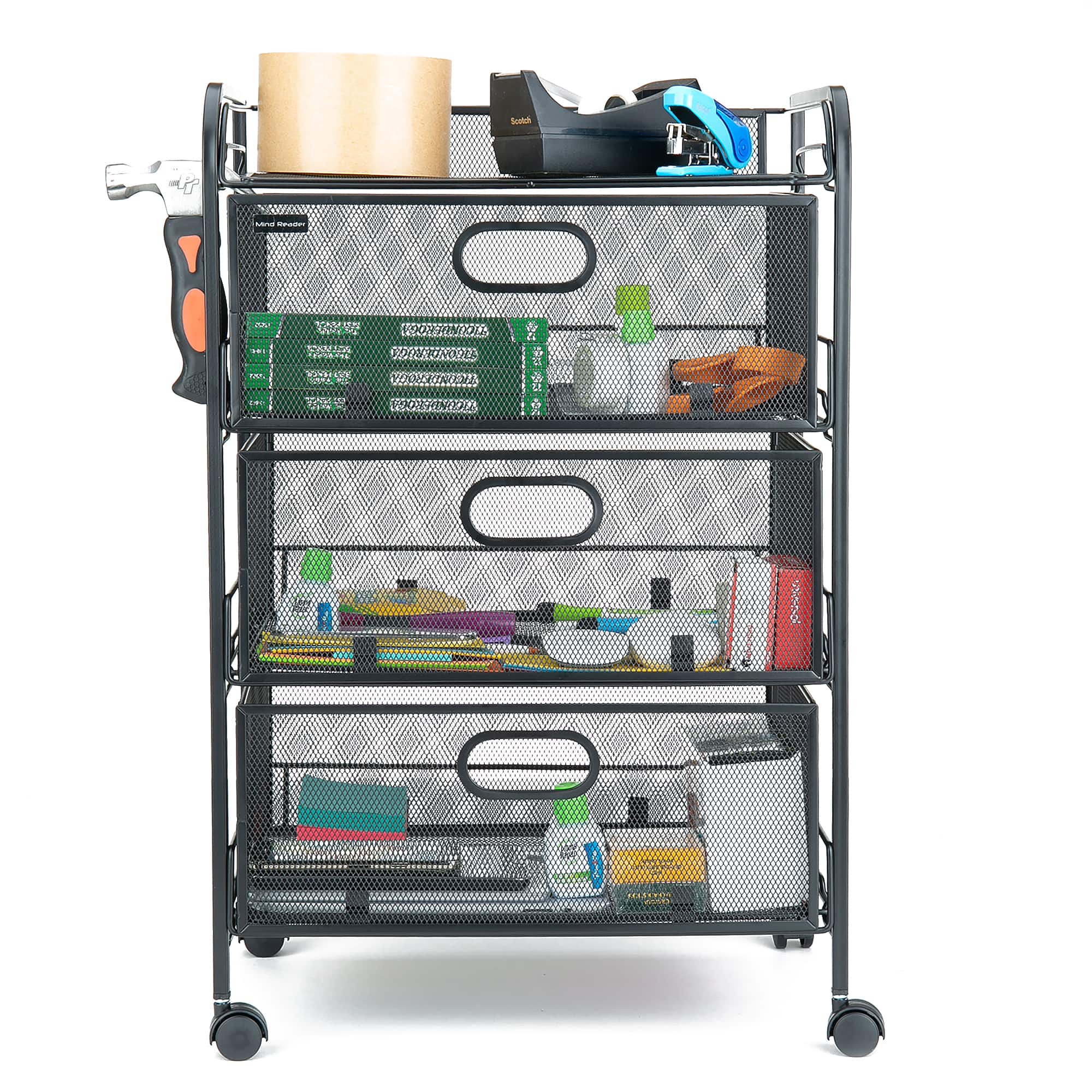 Mind Reader Black 4 Drawer Metal Rolling File Cart